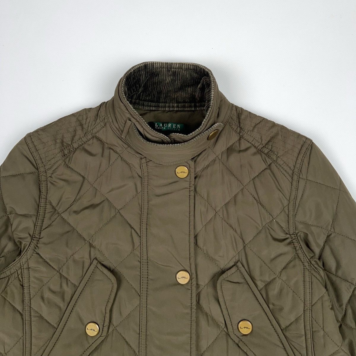 Lauren Ralph Lauren Ralph Lauren Quilted Khaki Olive Jacket Green Corduroy Neck Size XS / US 0-2 / IT 36-38 - 6 Thumbnail