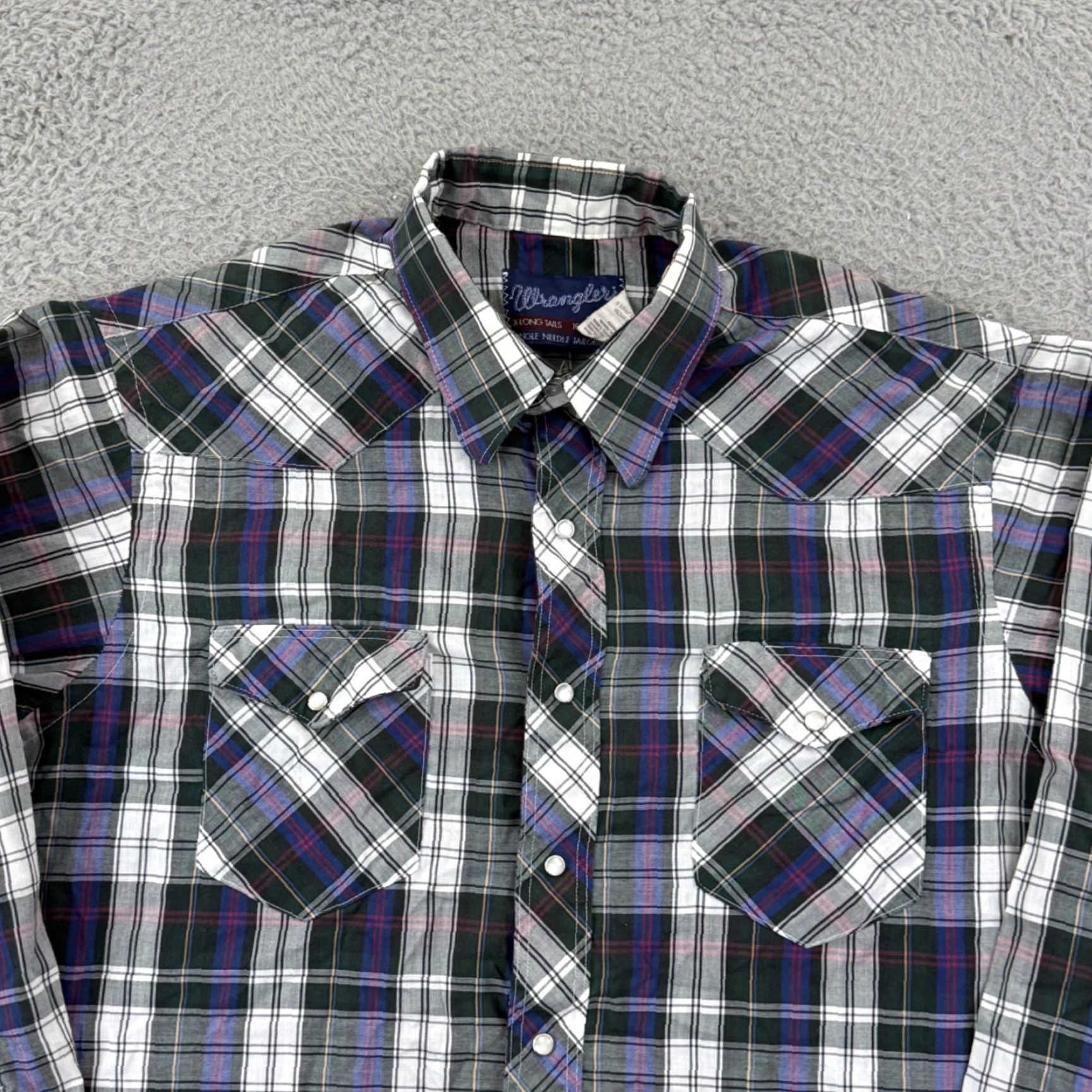 Wrangler VINTAGE Wrangler Shirt Men Large Plaid Long Sleeve 90s Pearl Snap Western X Long Size US L / EU 52-54 / 3 - 3 Thumbnail