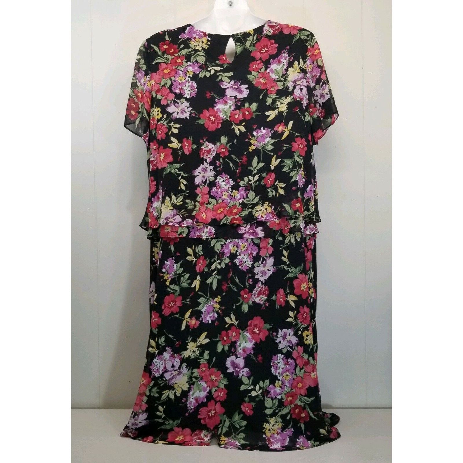Other JBS 26WP Dress Floral Pink Purple Tiered Modest Church Long Size 4XL / US 24-26 - 4 Thumbnail
