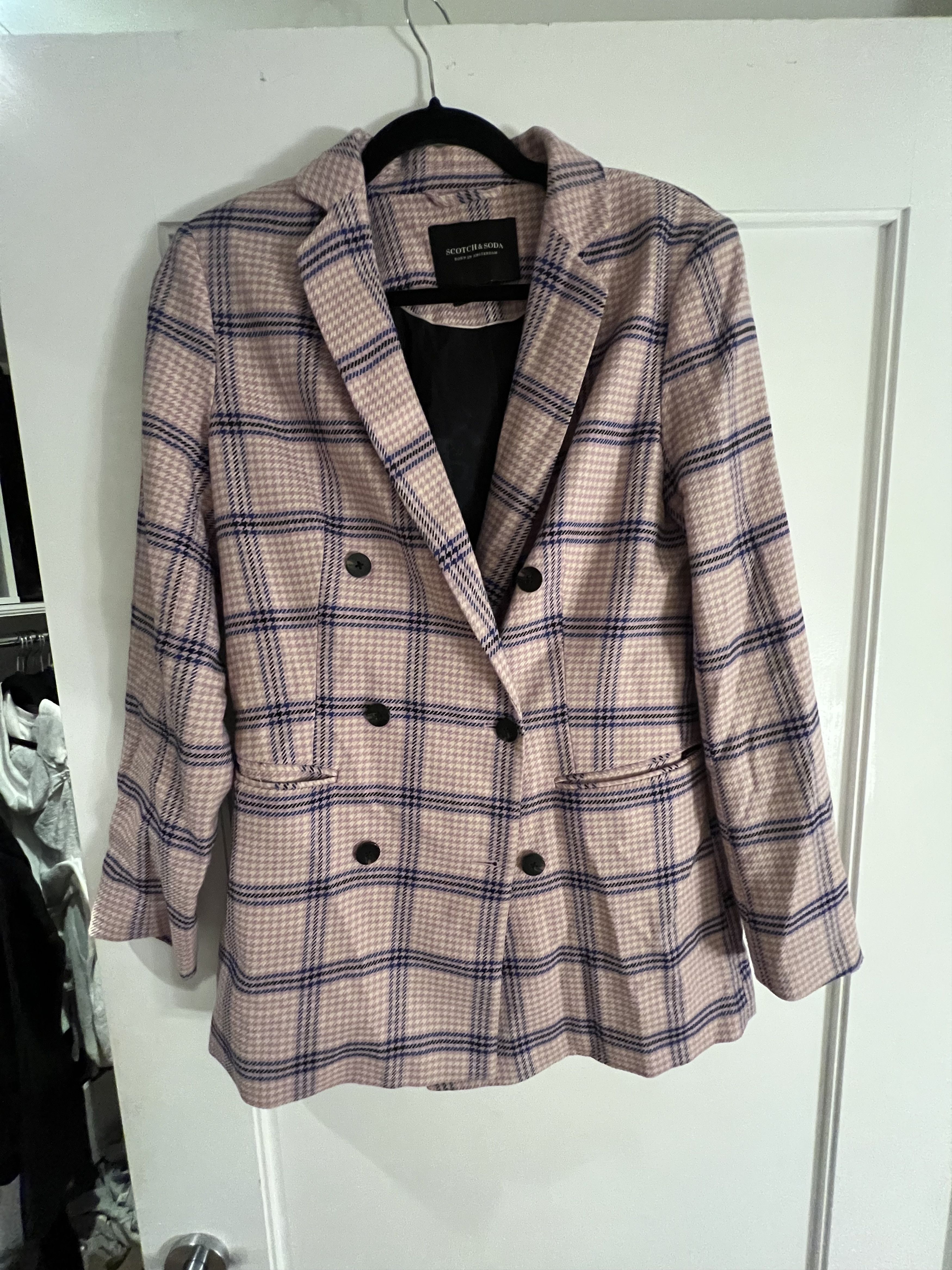 Scotch & Soda Pink Plaid Blazer Size S / US 4 / IT 40 - 1 Thumbnail