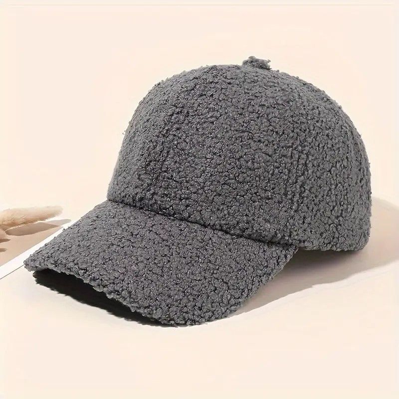 Other Gray Cozy Sherpa Fleece Baseball Cap Winter Warm Soft Hat Size ONE SIZE - 1 Thumbnail