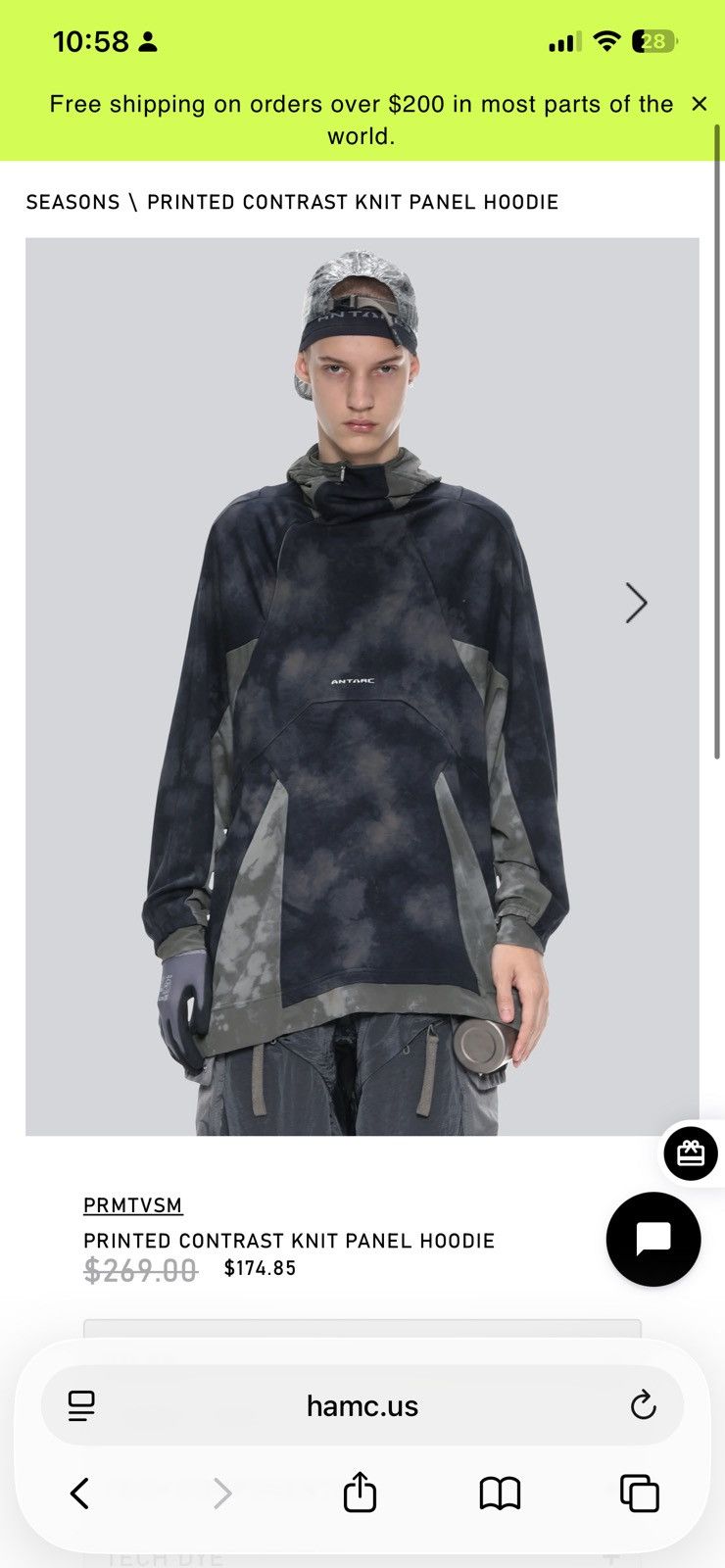 Hamcus Printed Contrast Knit Panel Hoodie Size US L / EU 52-54 / 3 - 16 Thumbnail