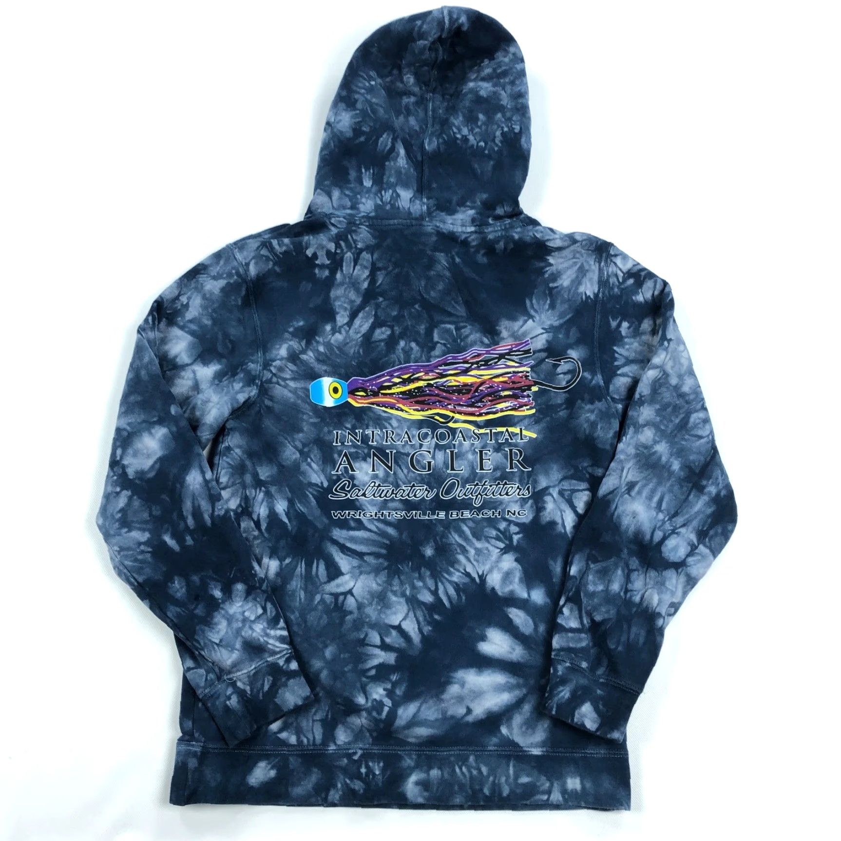 Vintage IntraCoastal Angler Hoodie Men's S Tie-Dye Blue Graphic Print Pullover Sweatshirt NC Size US S / EU 44-46 / 1 - 2 Thumbnail
