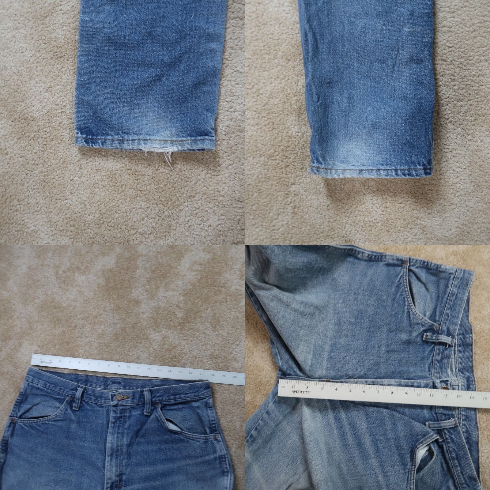 Denime VINTAGE Rustler Jeans Men's 36x34 Blue Denim Regular Fit Straight Leg 5-Pocket Distressed 100% Cotton | Rustler Logo Size US 36 / EU 52 - 8 Thumbnail