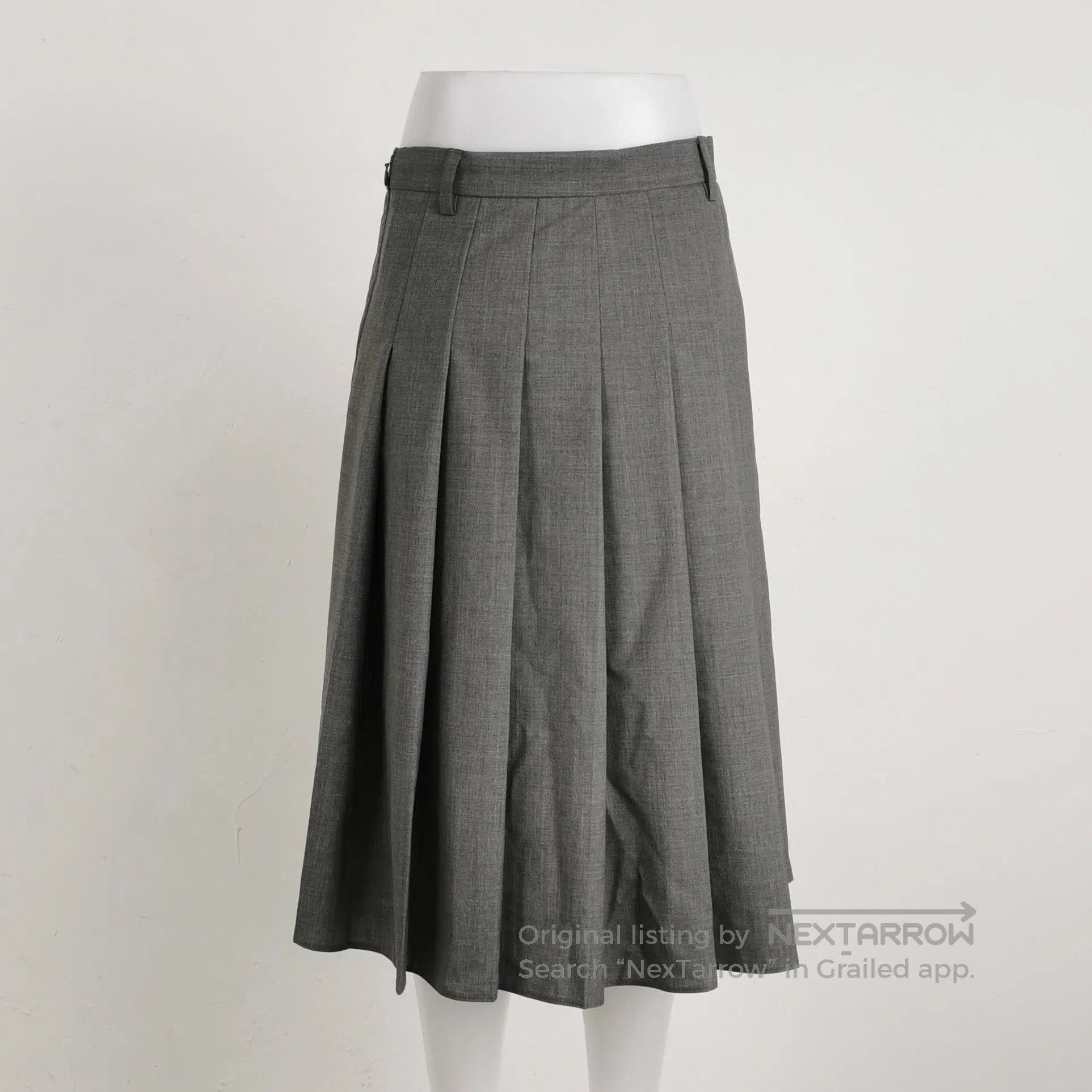 Prada Prada Gray Pleated Wool Midi Skirt . Size 37" - 2 Thumbnail