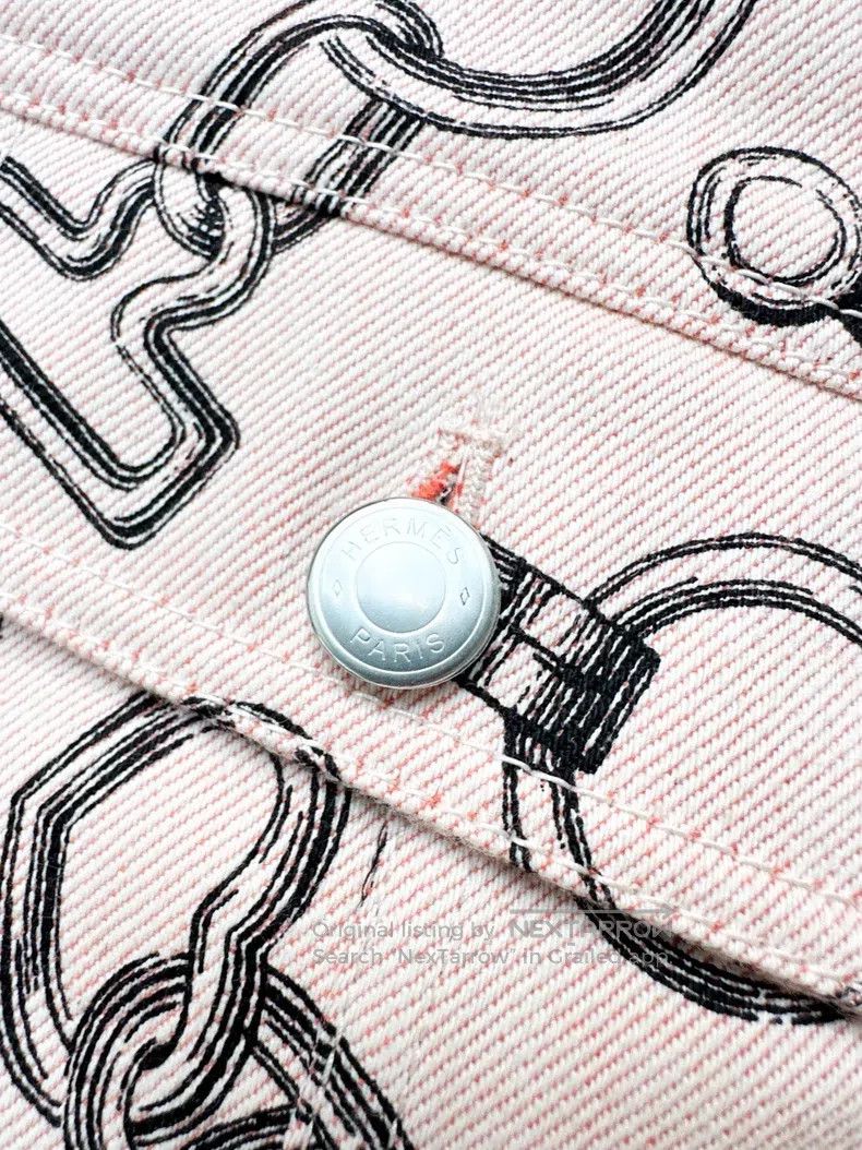Hermes Hermes Pink Buckle Printed Long Sleeve Short Denim Jacket Size XS / US 0-2 / IT 36-38 - 4 Thumbnail