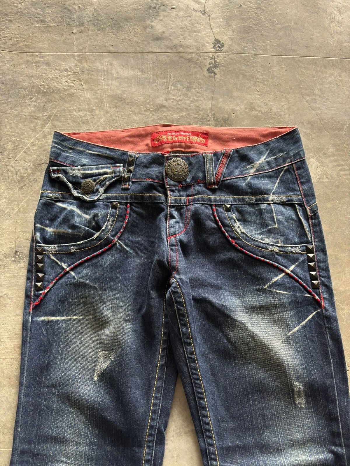 Hysteric Glamour FLARE RED PEPPER JEANS RED LABEL japanese distressed punk Size US 29 - 2 Thumbnail