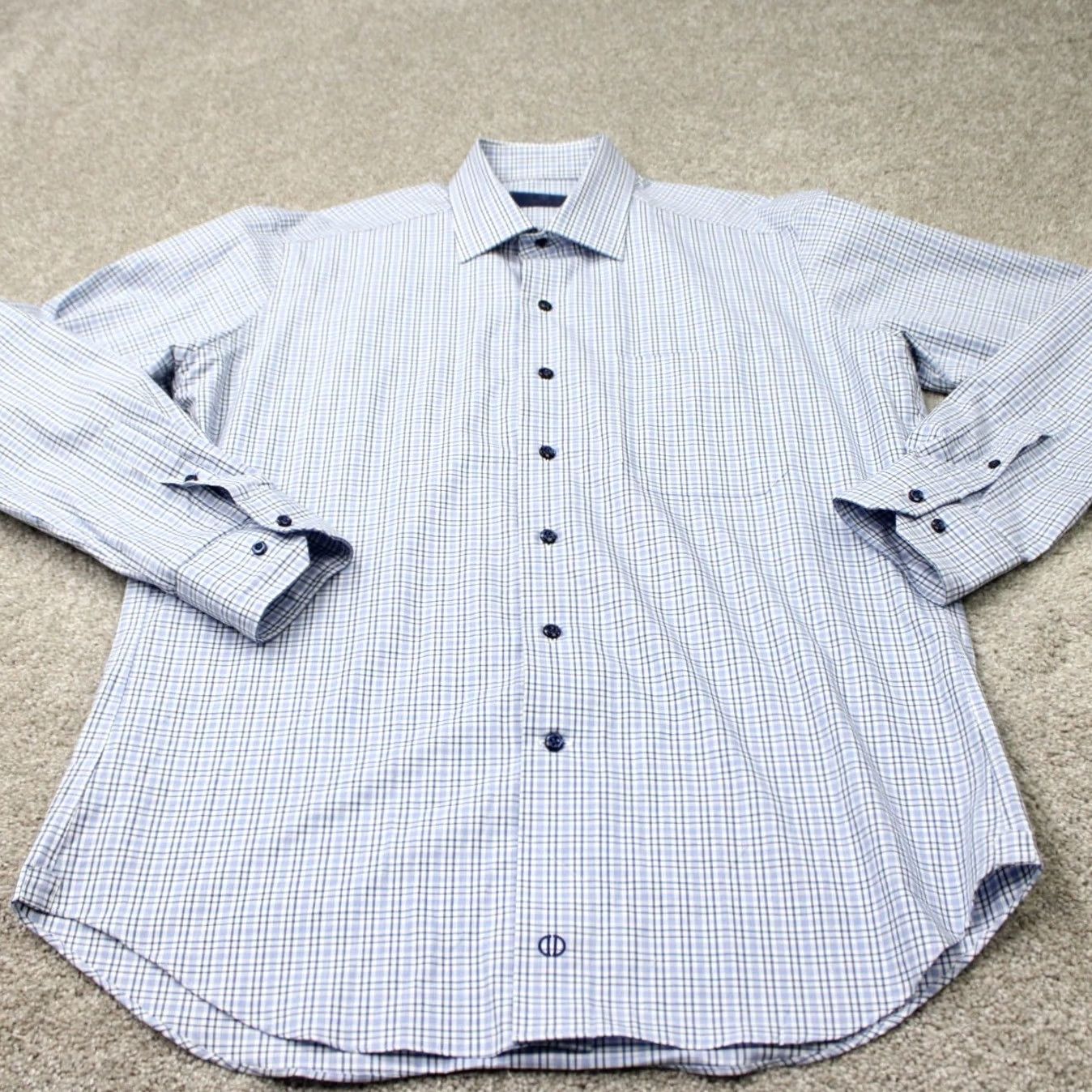 David Donahue David Donahue Shirt Mens Large Blue Plaid 100% Cotton Long Sleeve Button Up Size US L / EU 52-54 / 3 - 3 Thumbnail