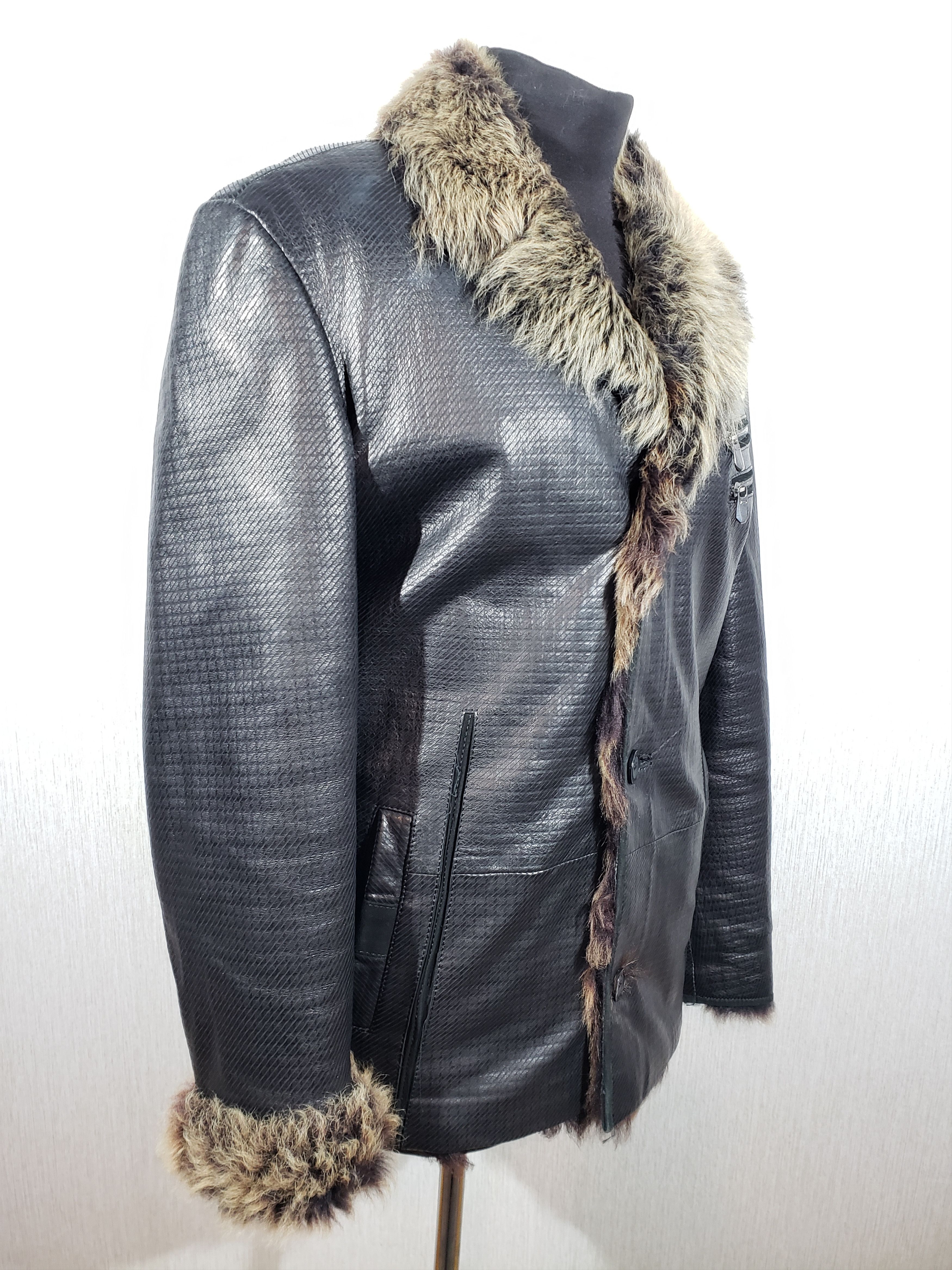Other Stylish black men's leather jacket with warm fur. Size US M / EU 48-50 / 2 - 2 Thumbnail