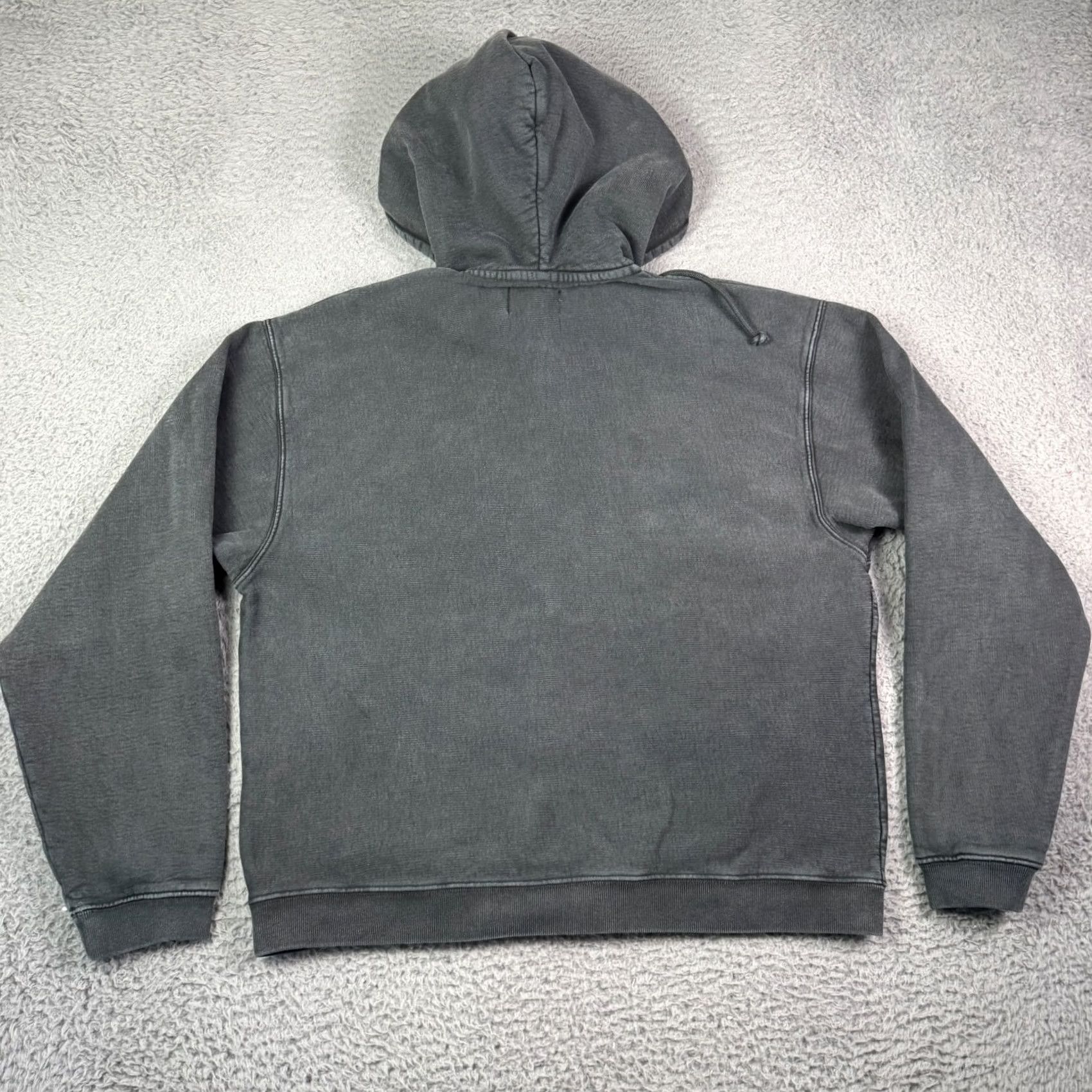 Vintage Stussy Faded Graphic Zip Hoodie Mens M Washed Black Boxy Drawstring Heavyweight Size US M / EU 48-50 / 2 - 7 Thumbnail