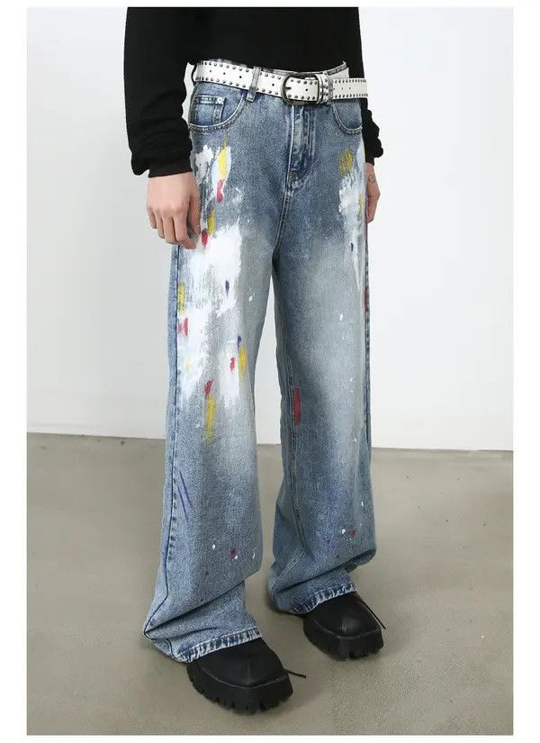 VIBE American graffiti straight loose hip-hop jeans men y2k Size US 32 / EU 48 - 2 Thumbnail
