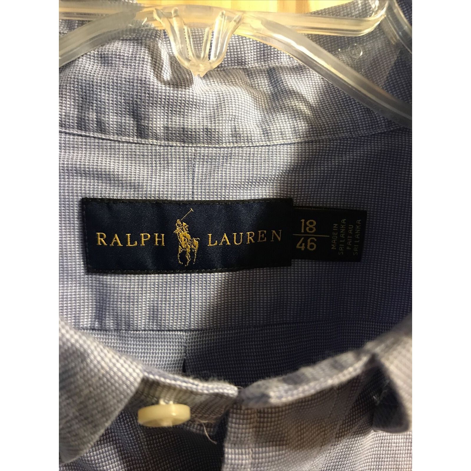 Ralph Lauren Ralph Lauren Vintage Men’s 18 46 Blue Check LS Cotton Shirt Size US XXL / EU 58 / 5 - 2 Thumbnail