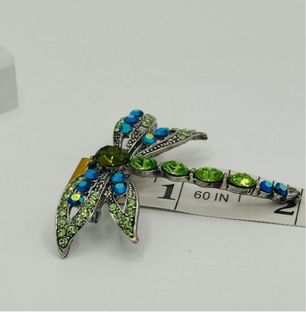 Other Dragonfly Rhinestone Brooch – Green & Blue Sparkle, 2" Pin Size ONE SIZE - 5 Thumbnail