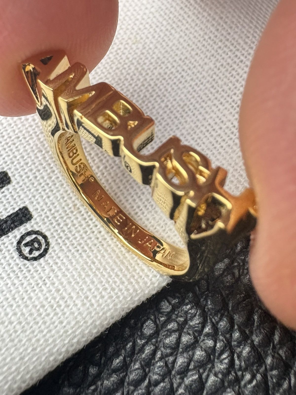 Ambush Design AMBUSH logo-lettering ring 18k gold plated Size ONE SIZE - 5 Thumbnail