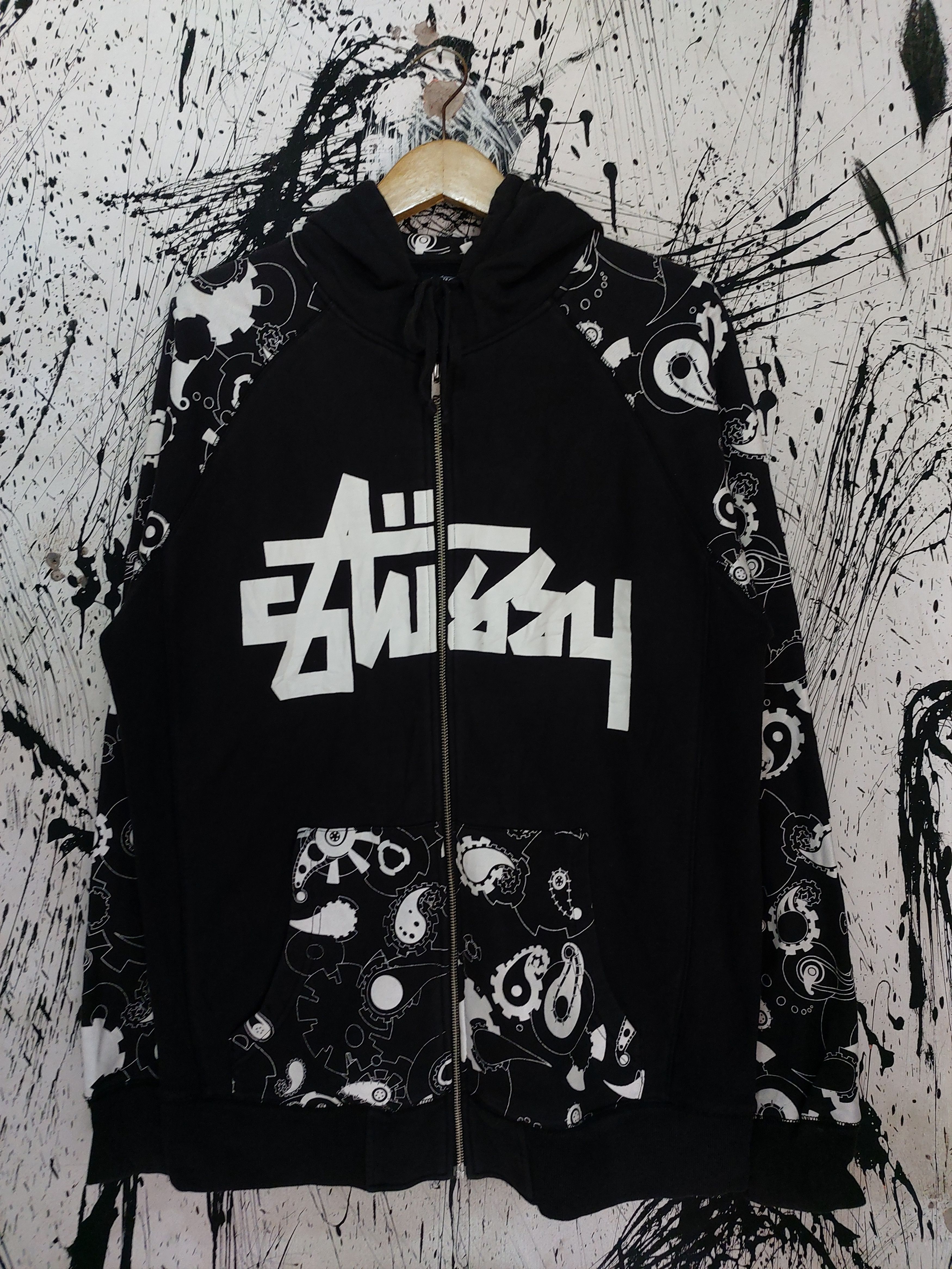 Stussy Stussy Faded Graphic Zip Hoodie in Washed Black | Grailed