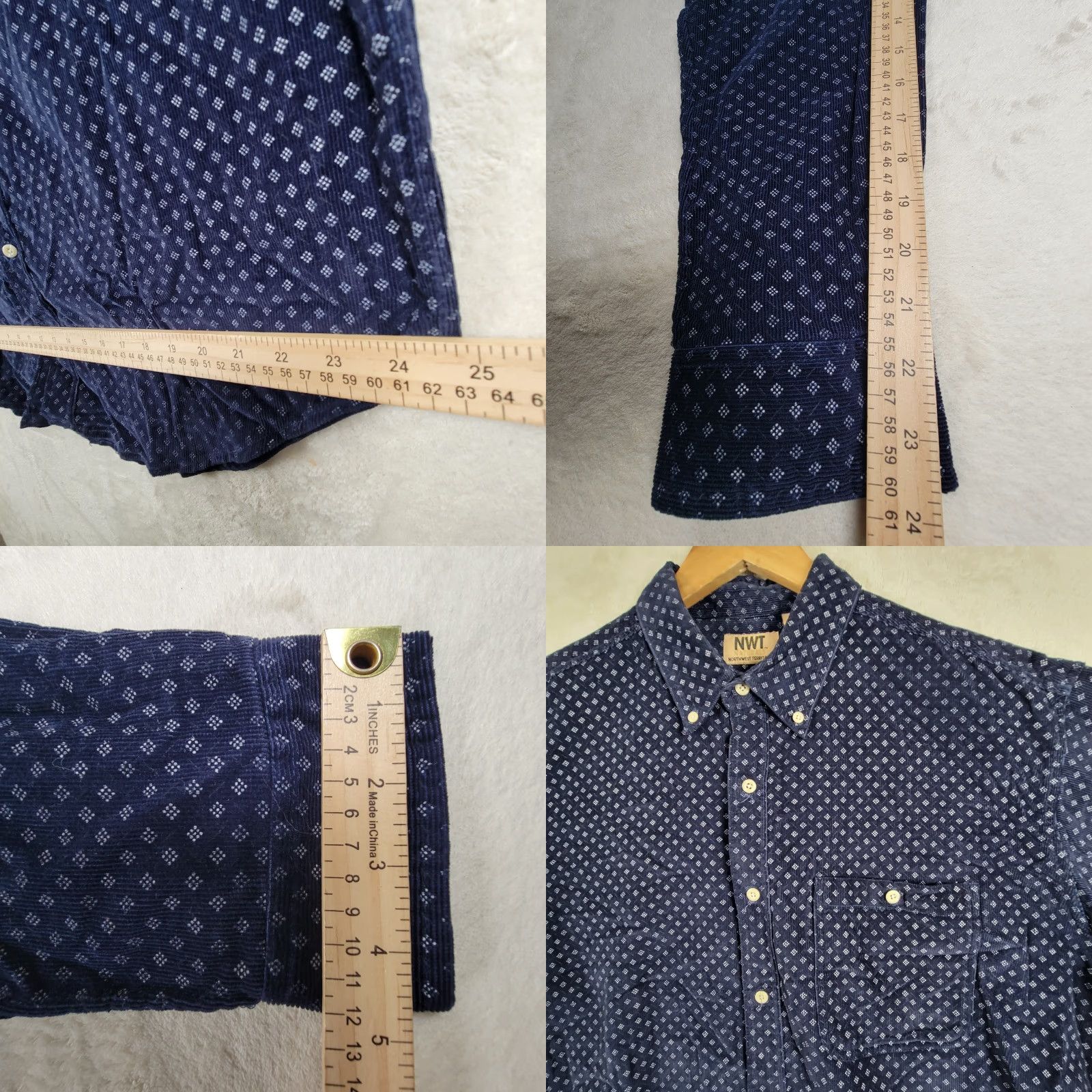 Vintage Northwest Territory Shirt Mens Large Blue Long Sleeve Button Down Diamond Print Size US L / EU 52-54 / 3 - 8 Thumbnail