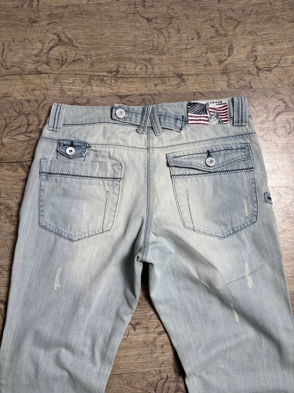 Japanese Brand GOD BLESS AMERICA RARE Flared OWENS Type! Y2K Japan Jeans Size US 30 / EU 46 - 9 Thumbnail