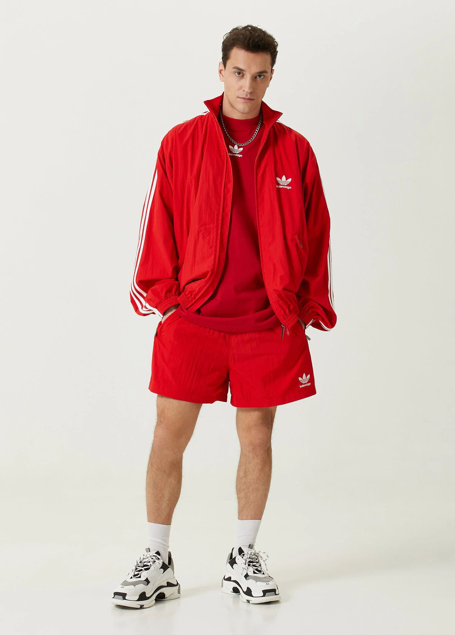 Adidas × Balenciaga BALENCIAGA X ADIDAS red technical fabric tracksuit shorts 34 Size US 34 / EU 50 - 2 Thumbnail