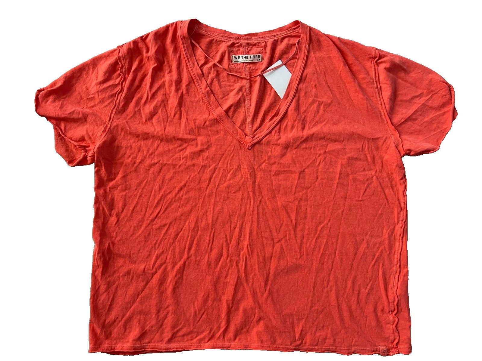 Free People Free People We the Free V-Neck Oversize Tee in Orange ( S ) Size S / US 4 / IT 40 - 1 Thumbnail