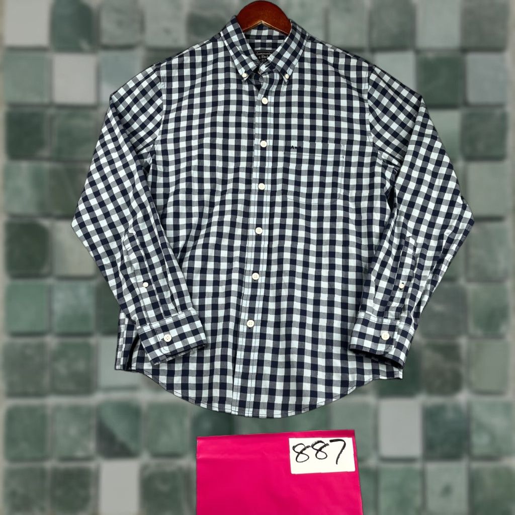 Abercrombie & Fitch Abercrombie & Fitch Shirt Medium Navy Check Casual Button-Up Long Sleeve Mens Size US M / EU 48-50 / 2 - 1 Thumbnail