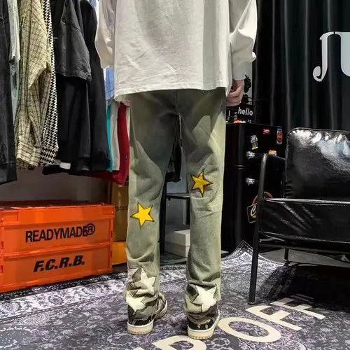 VIBE Retro yellow mud color design star embroidered jeans Size US 30 / EU 46 - 5 Thumbnail