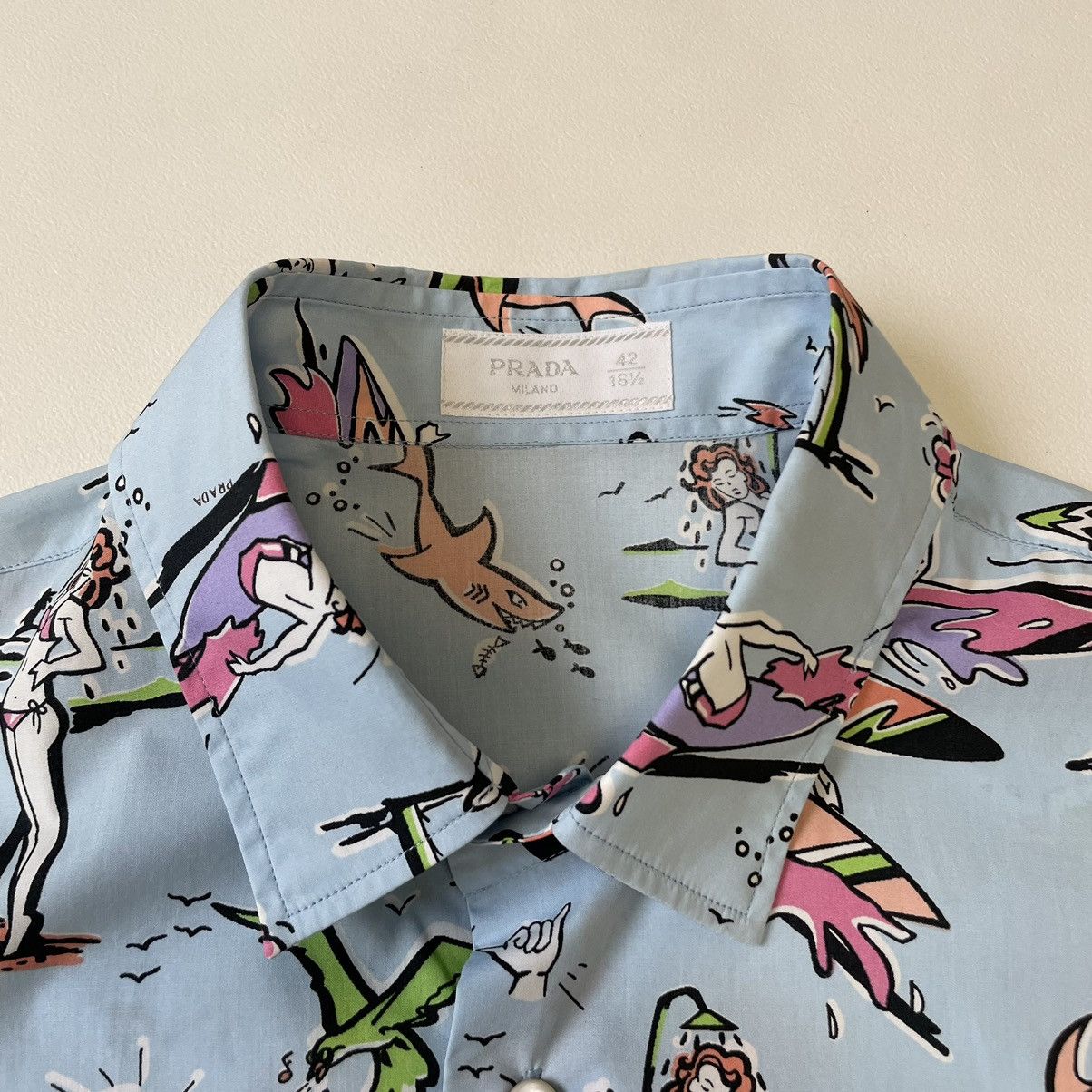Prada S/S 12 ‘Surf’ Print Short Sleeve Shirt Size US L / EU 52-54 / 3 - 6 Thumbnail