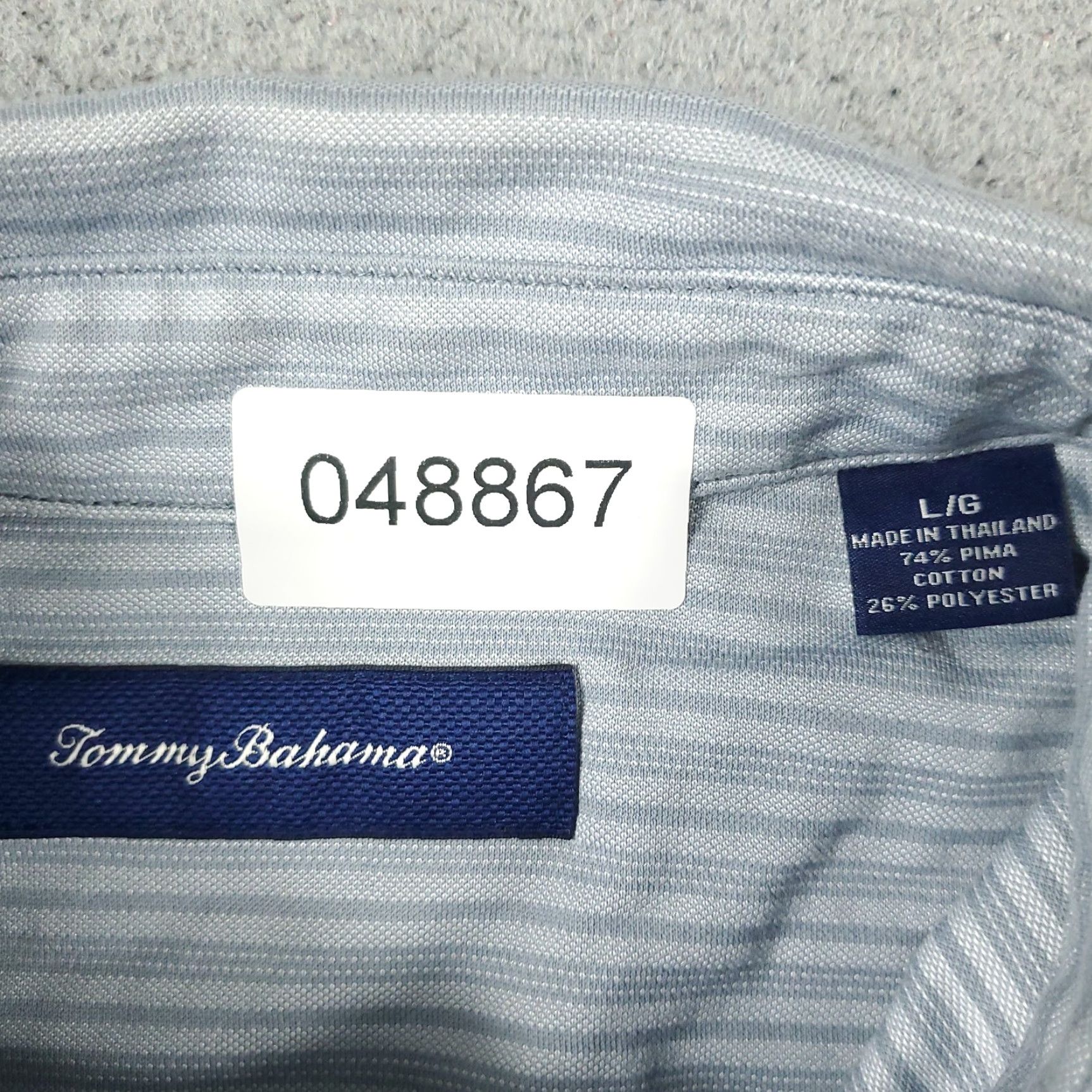 Tommy Bahama Tommy Bahama Gray Striped Polo Shirt Men’s Large Short Sleeve Casual Activewear Size US L / EU 52-54 / 3 - 8 Thumbnail