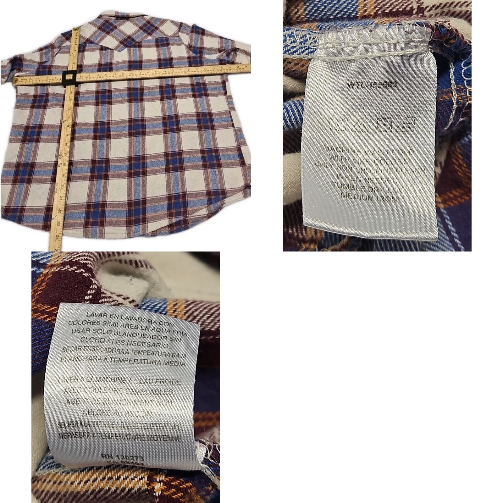 Wrangler Wrangler Shirt Western Plaid 3XL Blue Red 100% Cotton Long Sleeve Button-Down Snap Up Mens Big & Tall Size US XXL / EU 58 / 5 - 8 Thumbnail