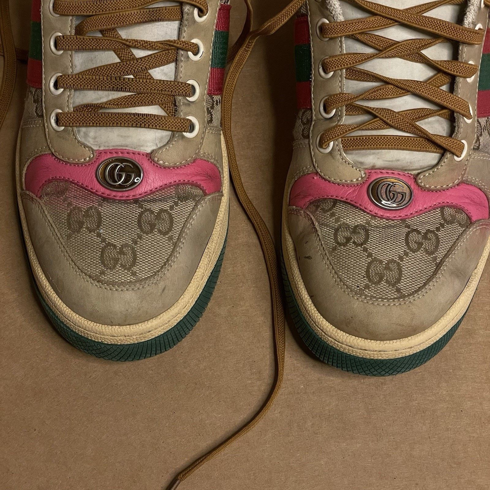 Gucci Gucci Sneakers Screener Distressed Leather Monogram Canvas Size US 8.5 / IT 38.5 - 8 Thumbnail