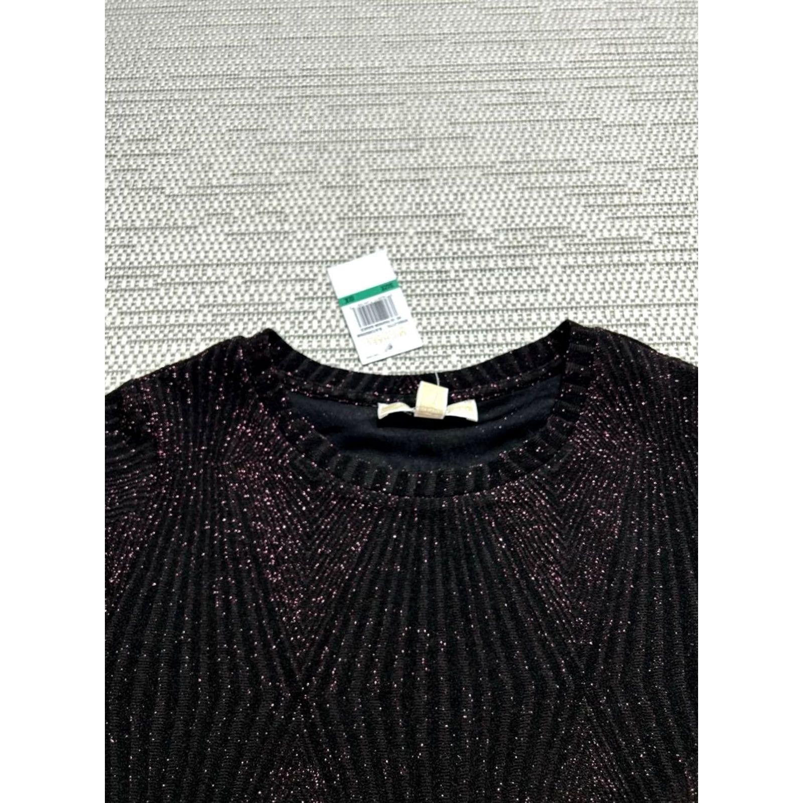 Michael Kors Michael Kors Dress Womens 0x Black Purple Blouson Short A-Line Sleeve Long Neckline Round Zip Size XL / US 12-14 / IT 48-50 - 2 Thumbnail