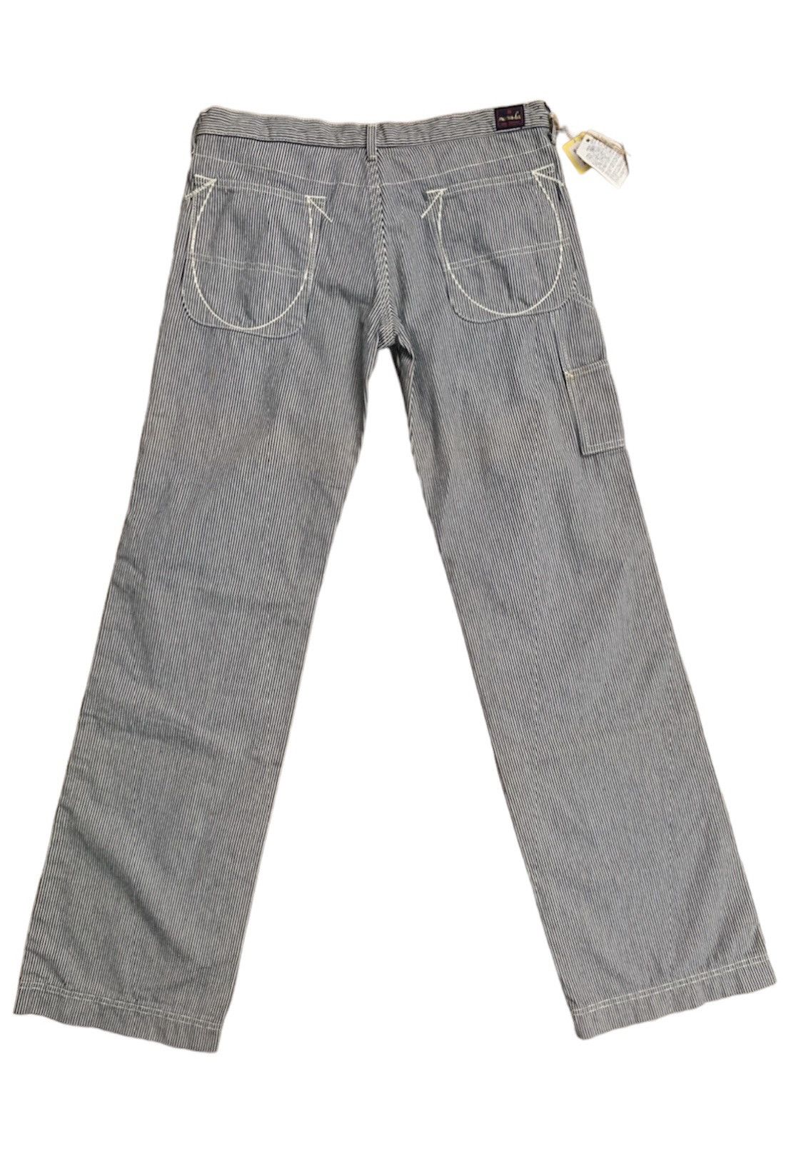 Japanese Brand × Vintage Nana-La Baggy Flare Carpenter Hickory Stripe Pants Size 31" - 2 Thumbnail