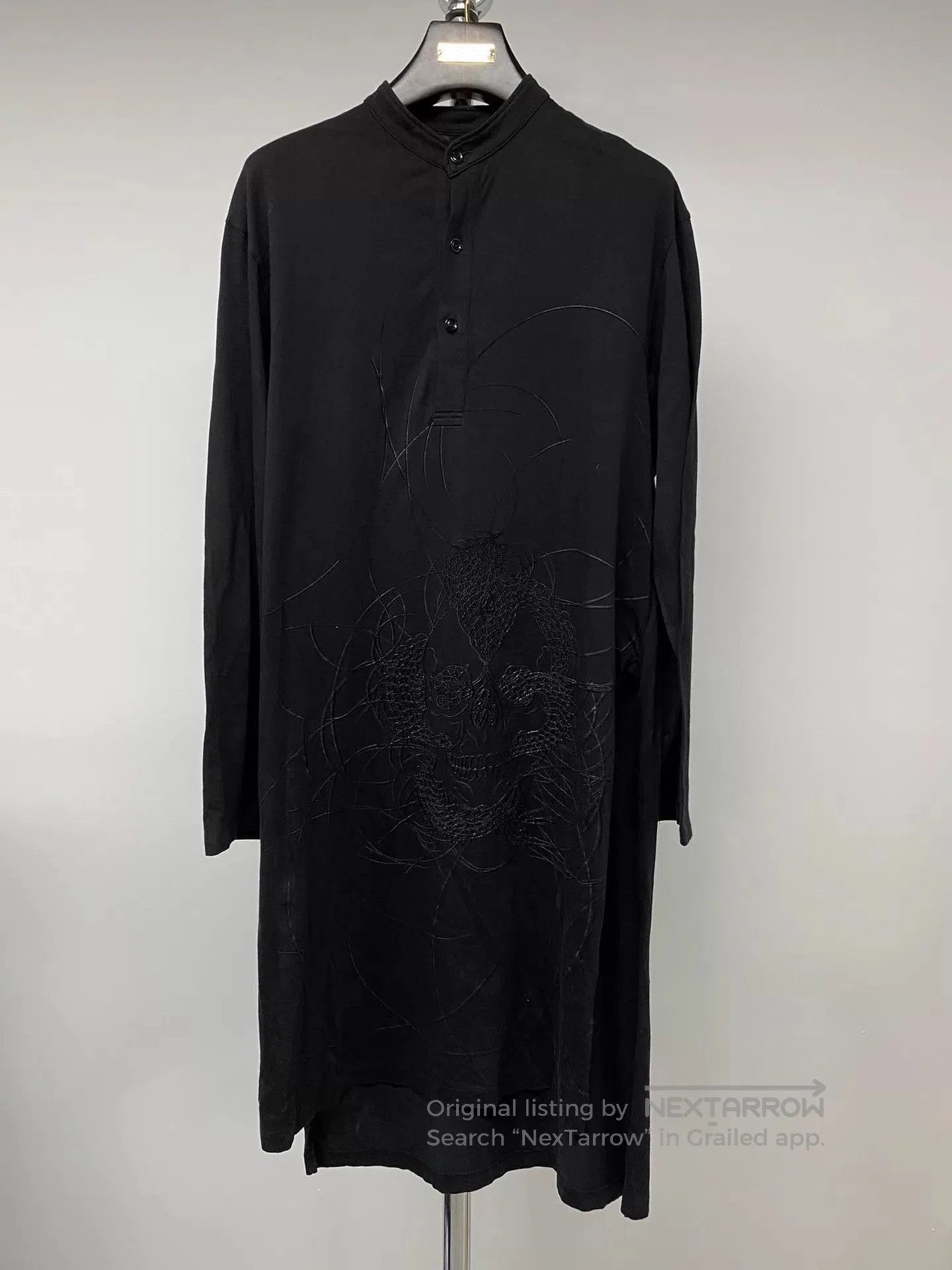 Yohji Yamamoto Black Long Sleeve Skull Embroidered Shirt L. Size US L / EU 52-54 / 3 - 1 Thumbnail