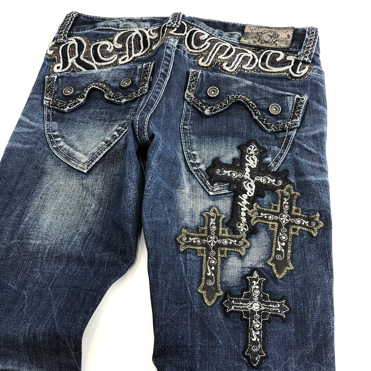 14th Addiction × If Six Was Nine × Japanese Brand Y2K Vintage Red Pepper Cross Punk Distressed Skinny Jeans Size 28" / US 6 / IT 42 - 3 Thumbnail