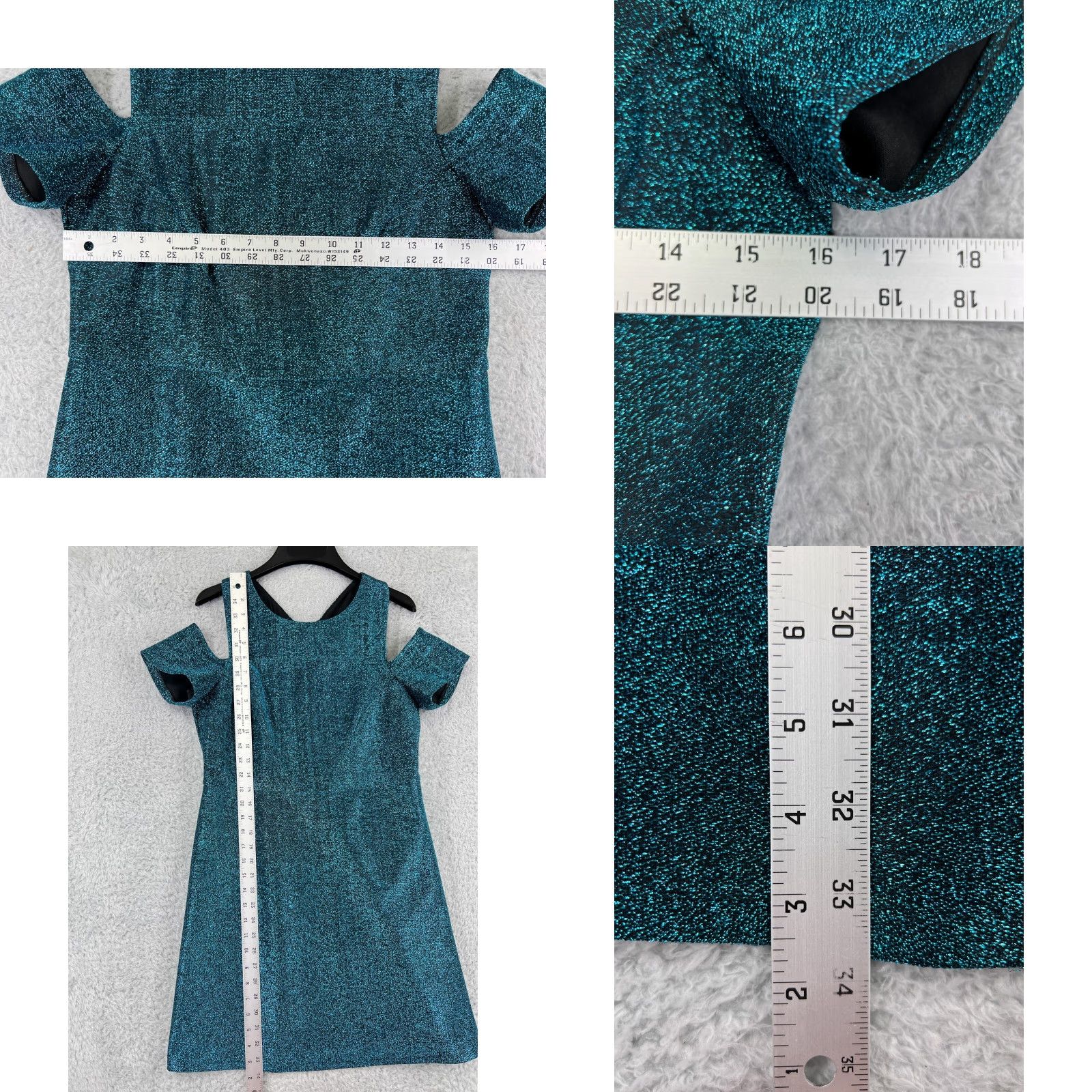 Topshop TopShop Dress Black Blue Metalic Sparkle Polyester Stretch Mini Length Womens 8 Size M / US 6-8 / IT 42-44 - 9 Thumbnail