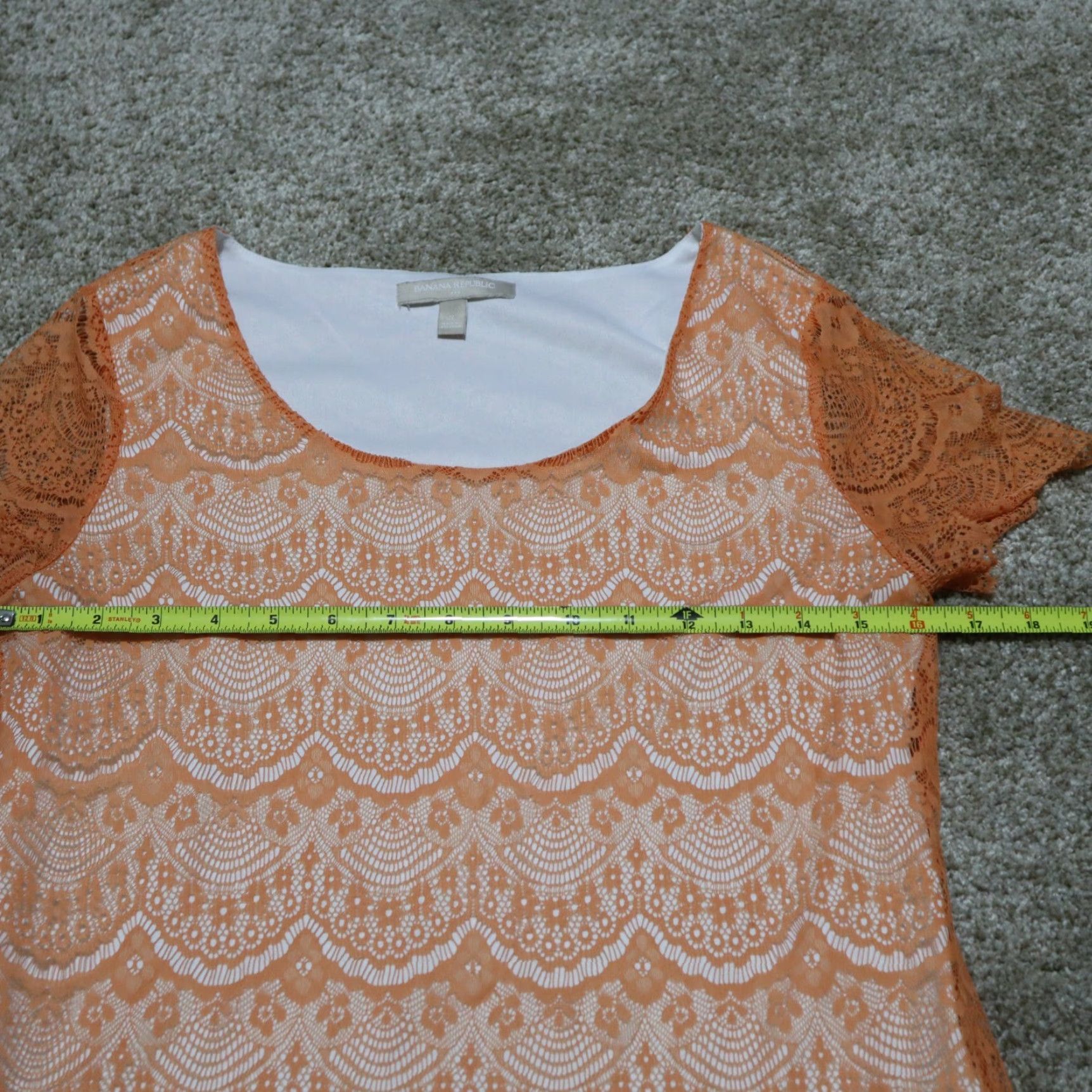 Banana Republic Banana Republic Shirt Ladies S Orange Lace Knit Top Short Sleeve Size S / US 4 / IT 40 - 4 Thumbnail
