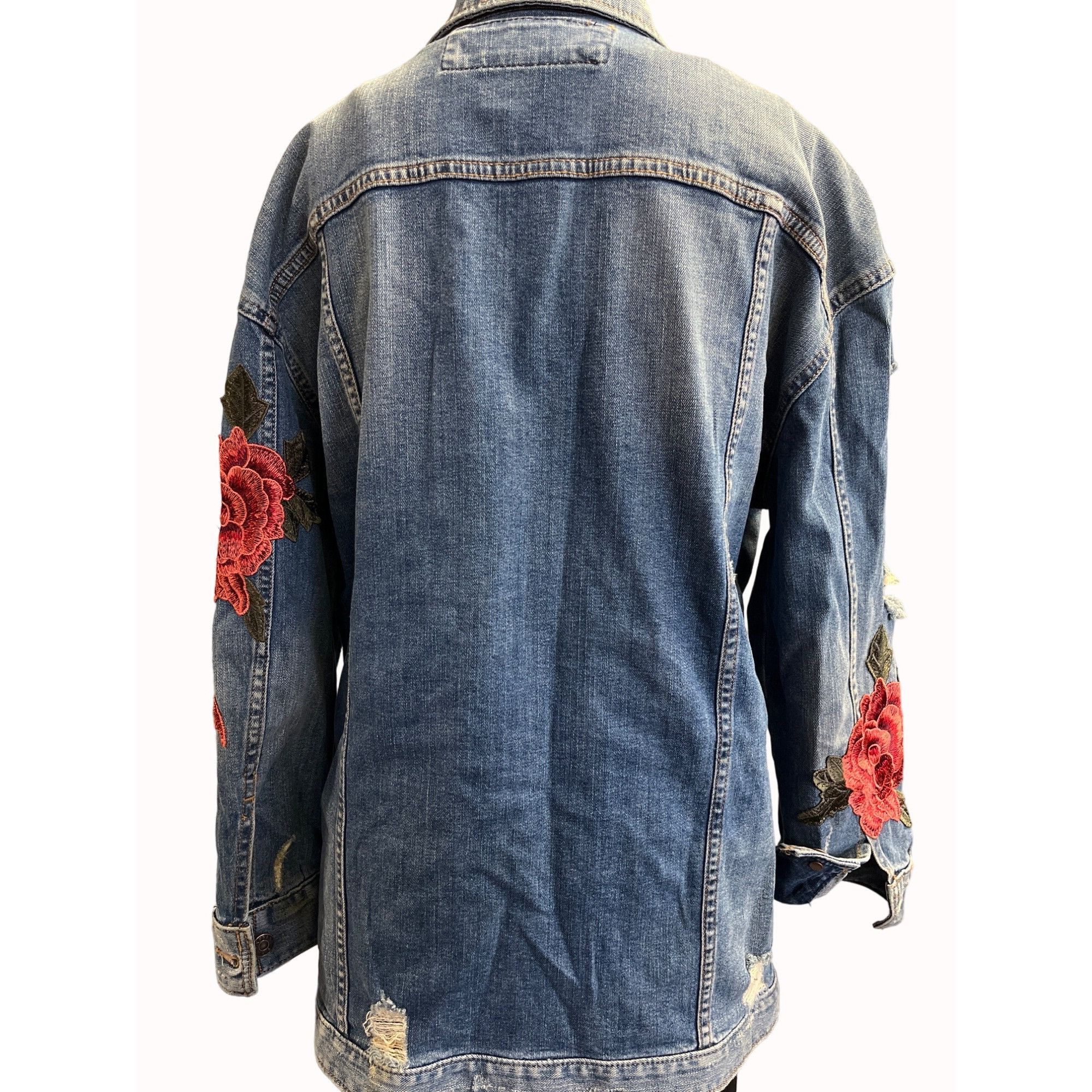 Express Express Jeans Women's Blue Floral Jean Jacket Size XS SKU 63 Size XS / US 0-2 / IT 36-38 - 2 Thumbnail