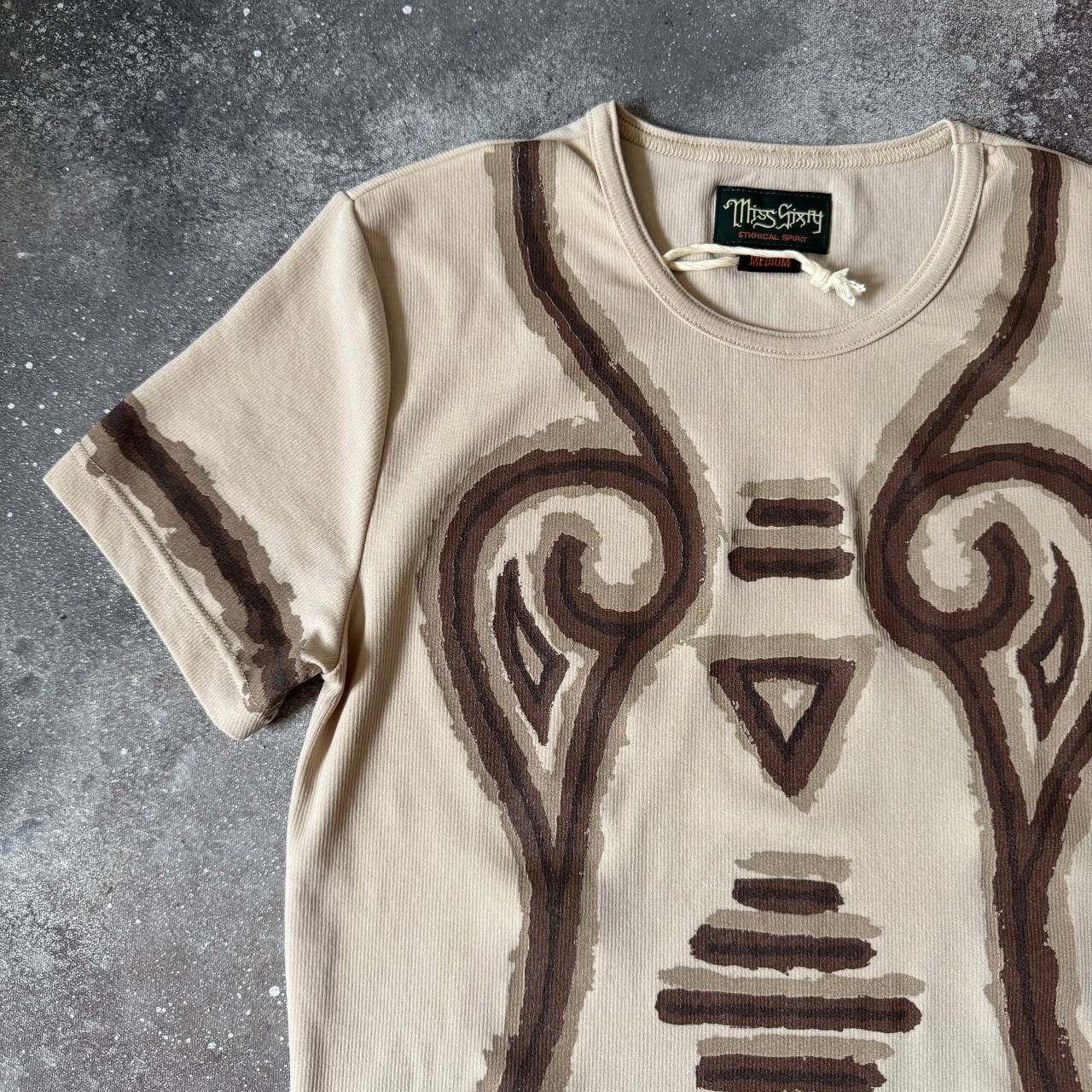 Miss Sixty Miss Sixty Vintage Archive Tribal Ribbed T-Shirt Size M / US 6-8 / IT 42-44 - 2 Thumbnail