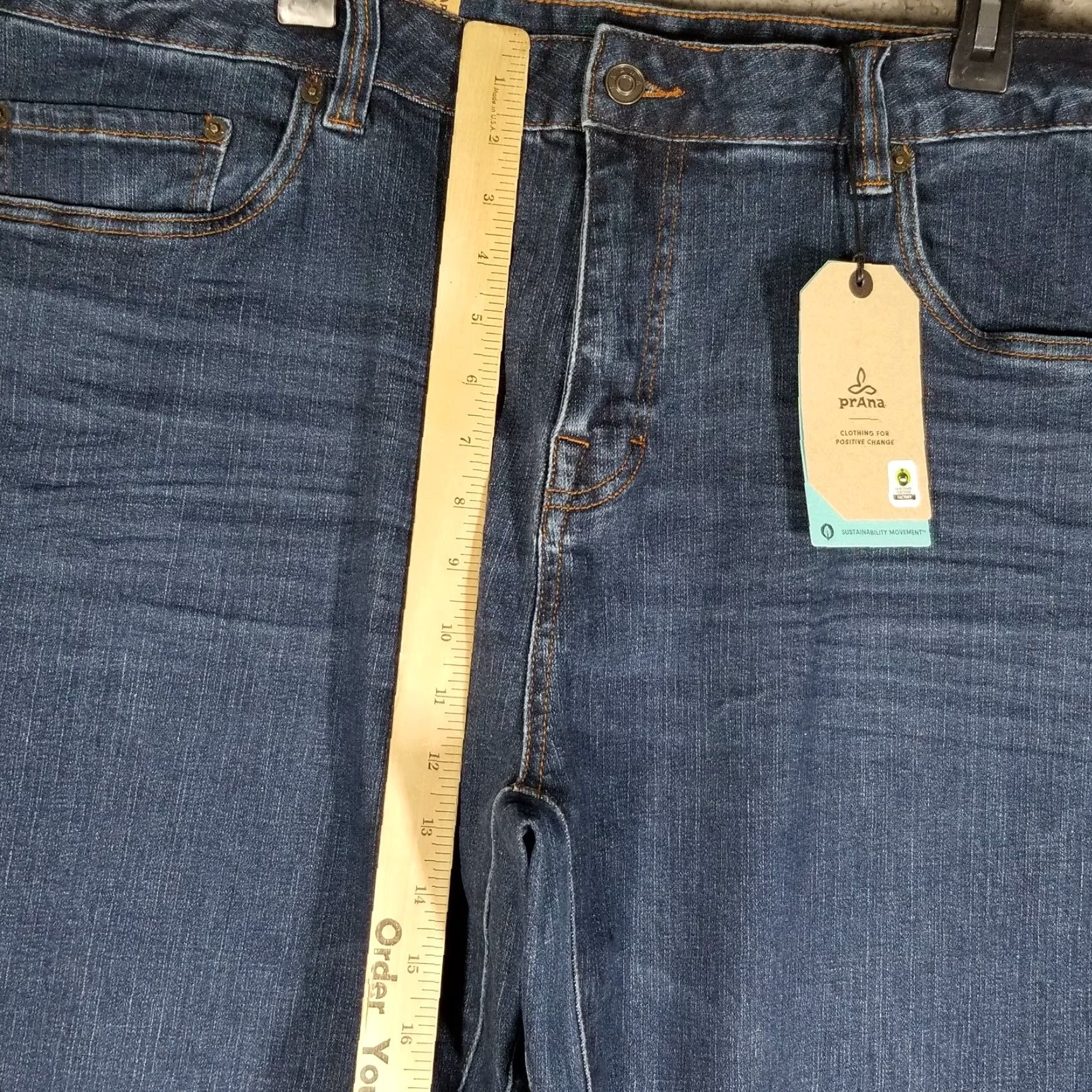 Prana prAna Jeans Mens Slim Fit Tapered 42x34 Dark Wash Blue Denim Size US 42 / EU 58 - 6 Thumbnail