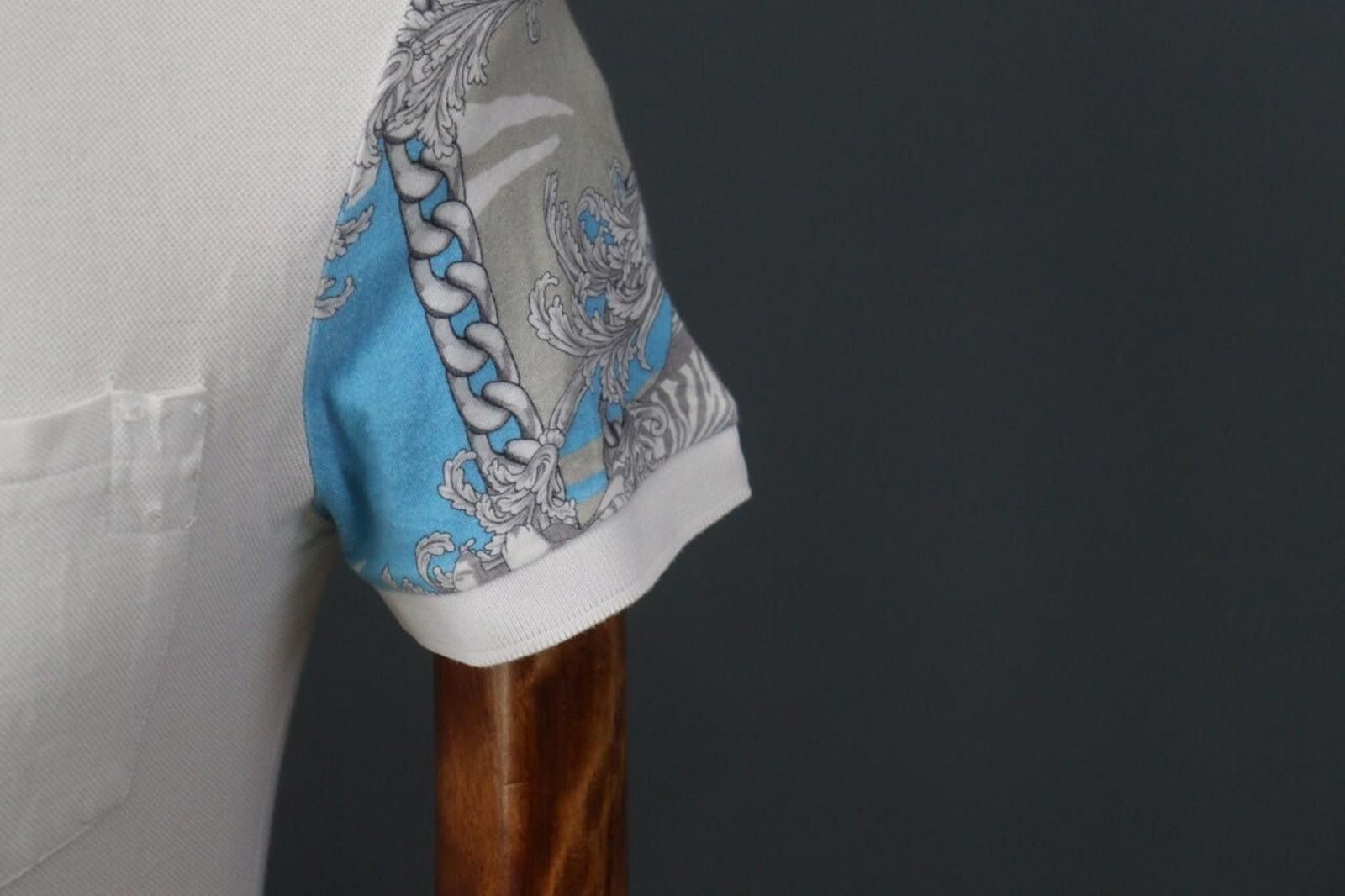 Versace Versace White Cotton Collar Chest Popover Polo Shirt Size 10 Size US M / EU 48-50 / 2 - 4 Thumbnail