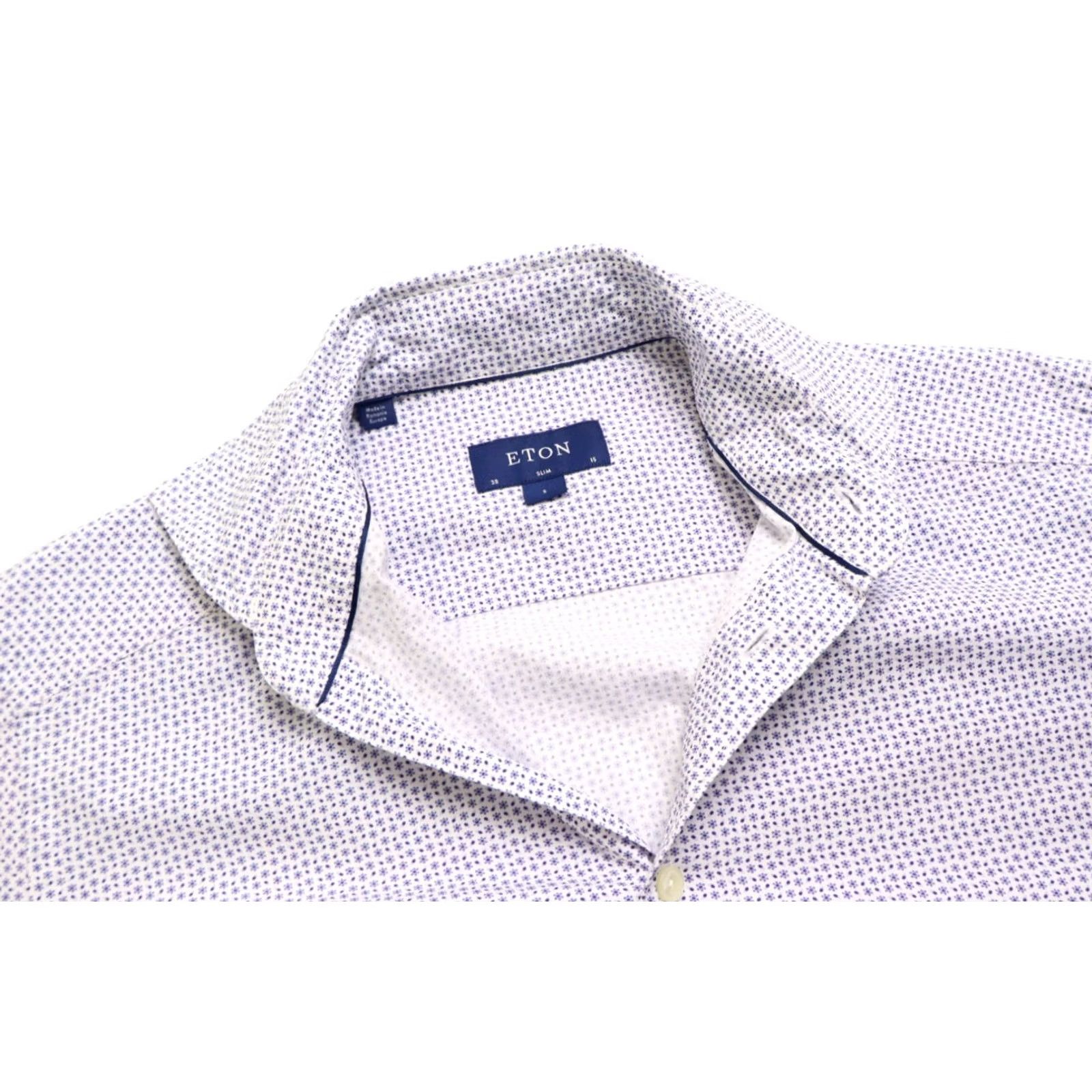 Eton Eton Poplin Slim Shirt Men's SMALL Button Up Patterned Cutaway Neck Size US S / EU 44-46 / 1 - 4 Thumbnail