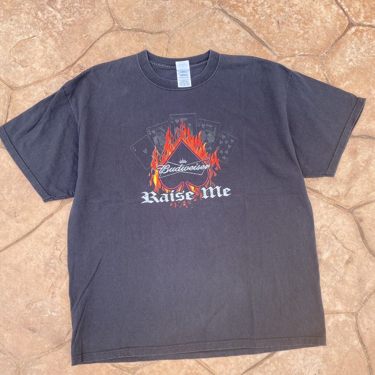 Vintage THRASHED Faded Vintage Y2K Raise Me Flame ERD GRUNGE TEE Size US XL / EU 56 / 4 - 1 Thumbnail