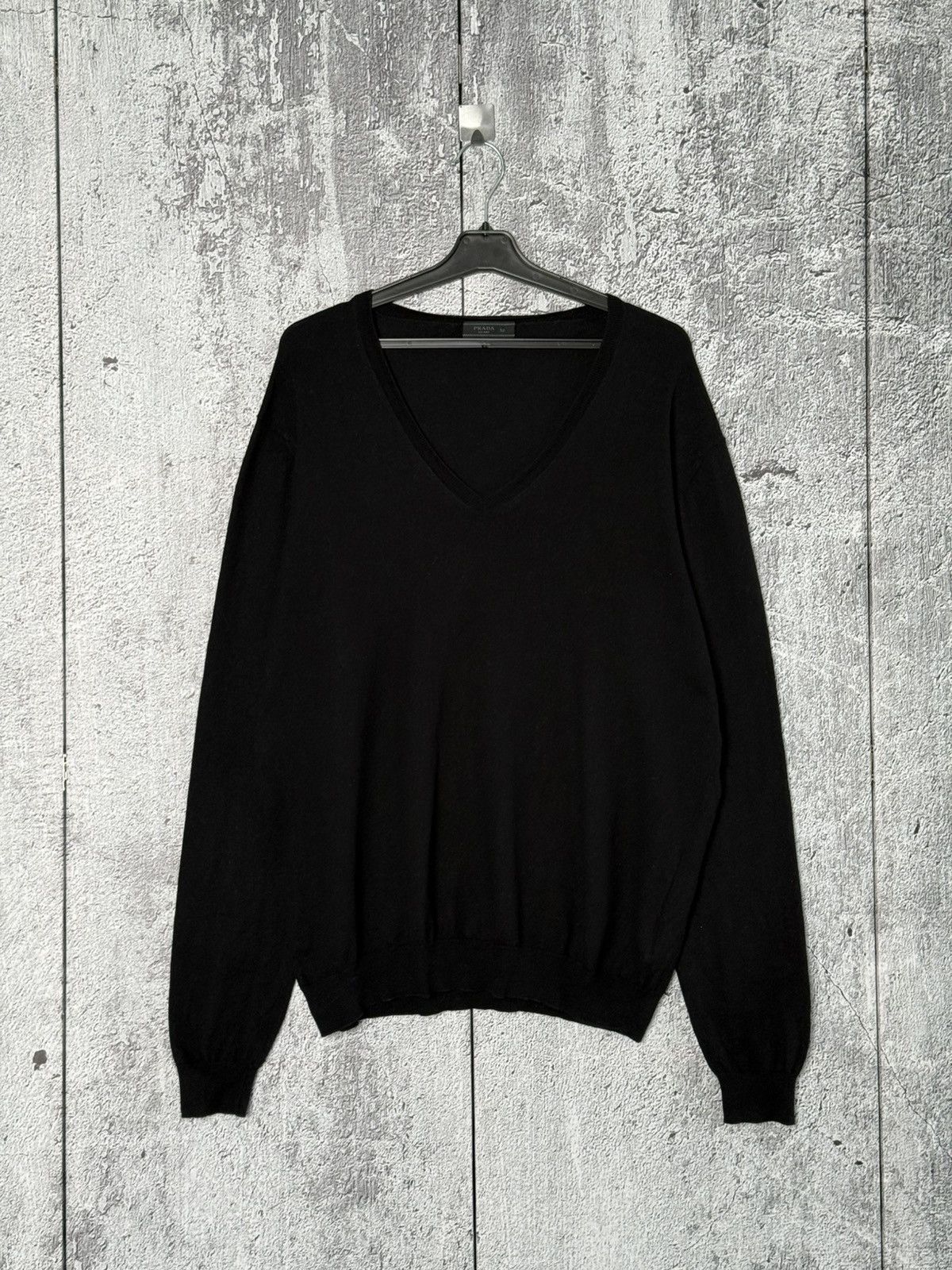 Prada Prada Milano Black V-Neck Sweater Cotton & Cashmere Jumper Size US L / EU 52-54 / 3 - 2 Thumbnail