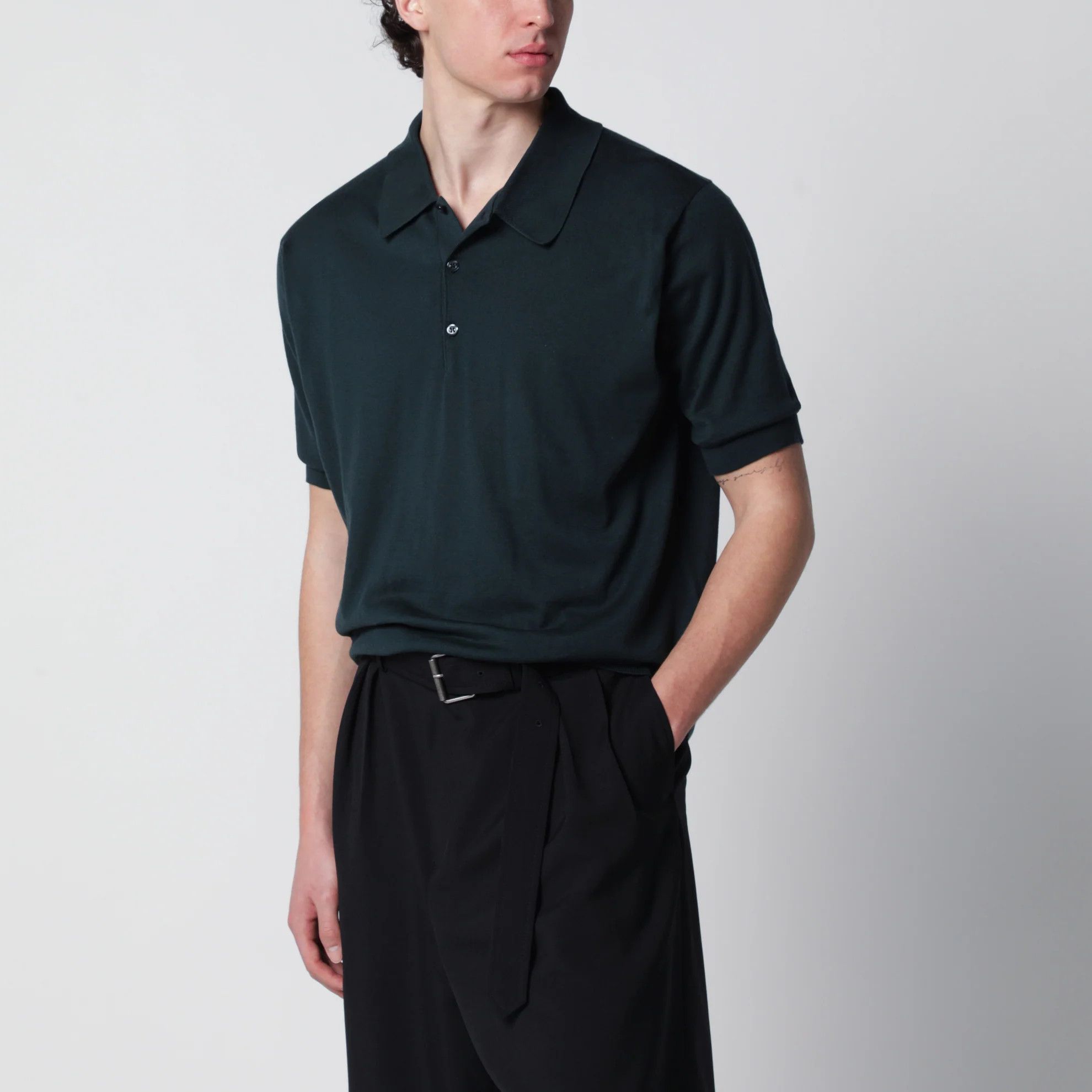 John Smedley o1d2blof0526 Cotton Polo Shirt in Forest Green Size US XL / EU 56 / 4 - 4 Thumbnail