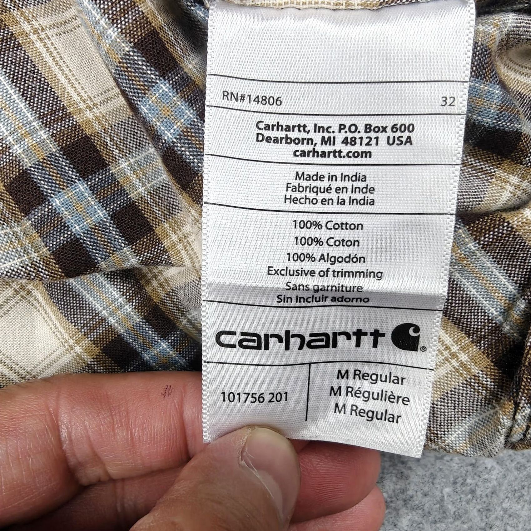 Carhartt Carhartt Shirt Mens M Beige Plaid Cotton Long Sleeve Button-Up Workwear Size US M / EU 48-50 / 2 - 4 Thumbnail