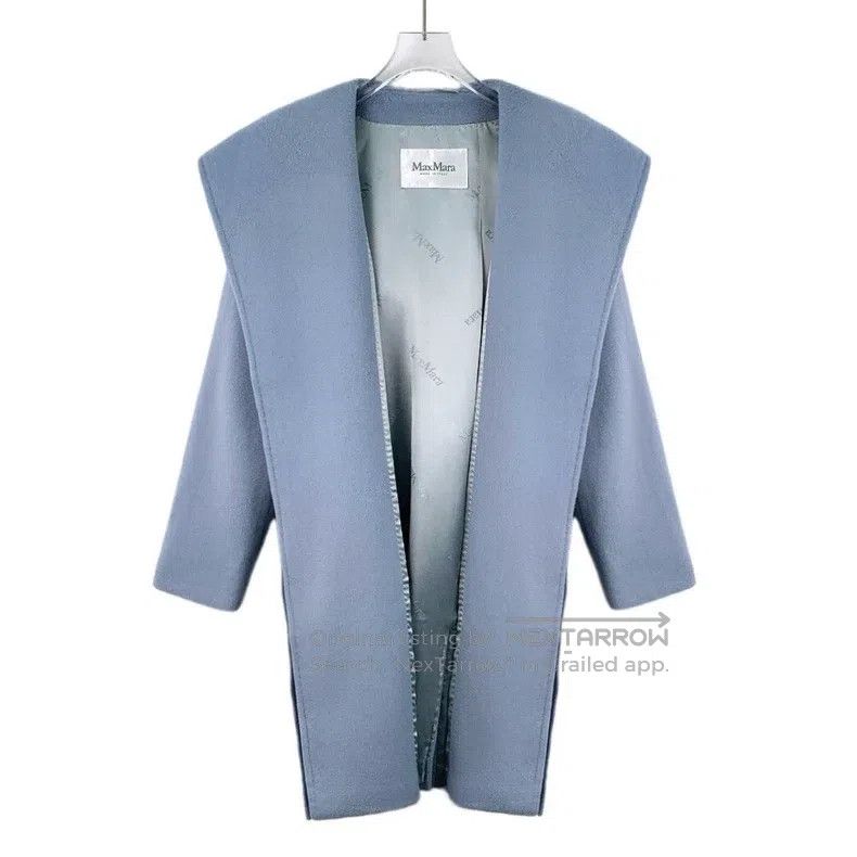 Max Mara Max Mara Blue Camel Hair Hooded Belted Coat Size S / US 4 / IT 40 - 1 Thumbnail