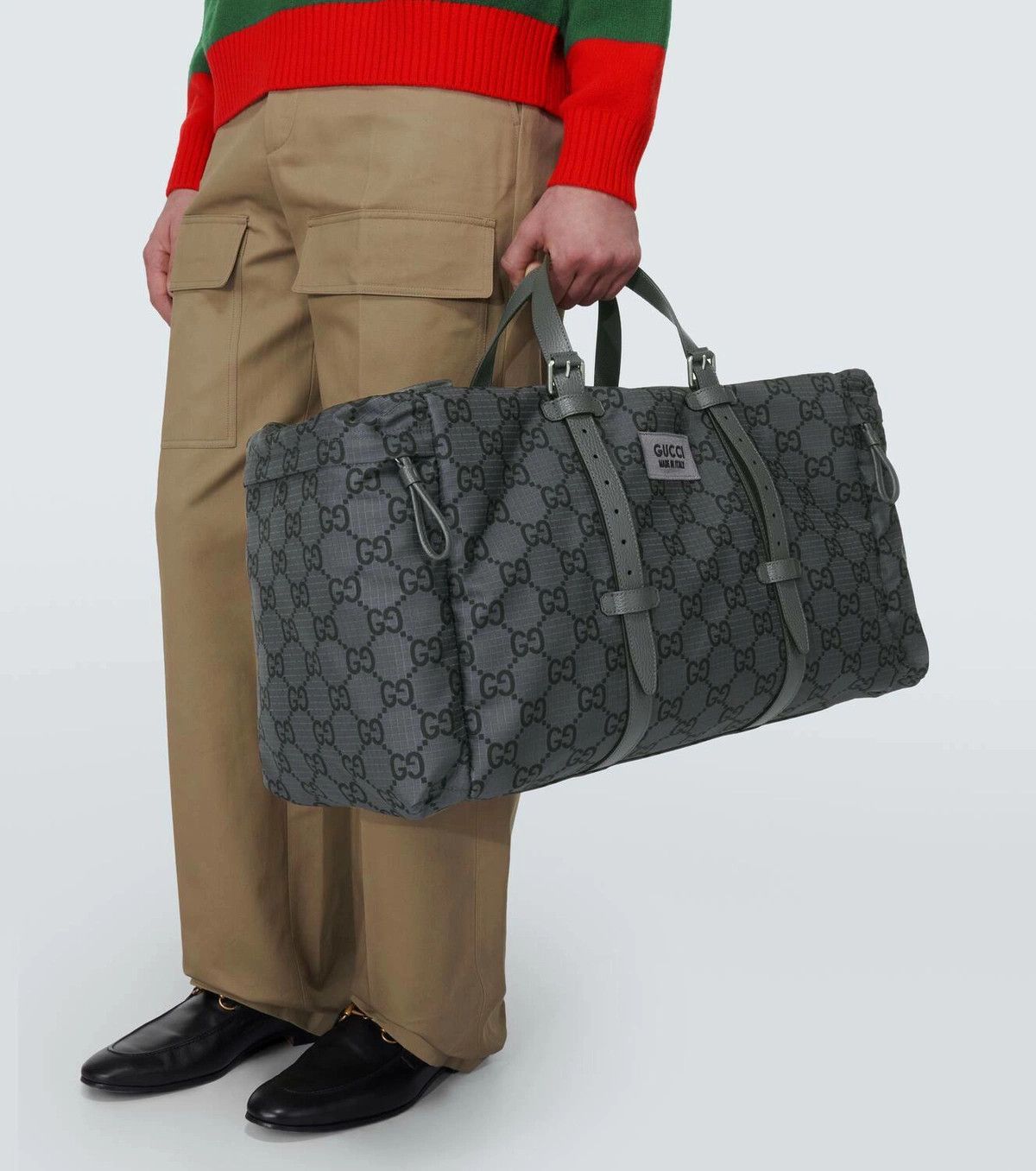 Gucci oc11z0126 Size:OS / Maxi GG Ripstop Duffle Bag In Grey Size ONE SIZE - 6 Thumbnail