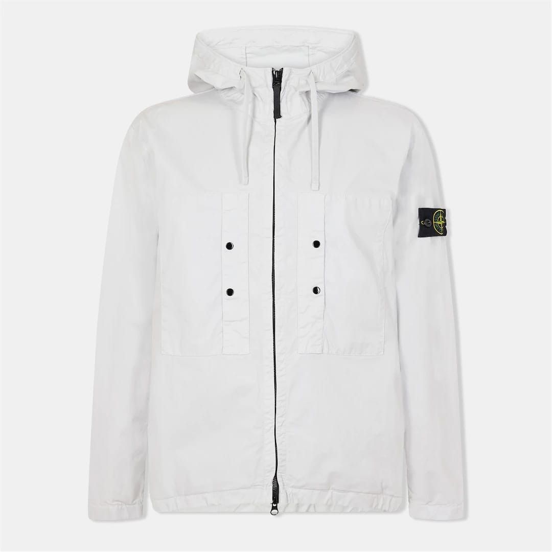 Stone Island o1g2r1mq0526 Twill Stretch-TC Hooded Jacket in White Size US M / EU 48-50 / 2 - 1 Thumbnail