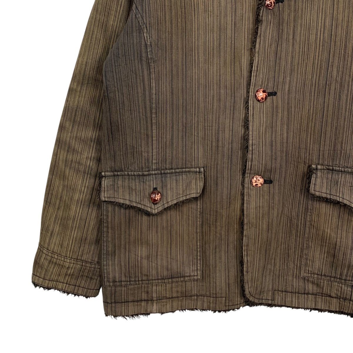 Vintage RESHAM Hard Cotton Striped Sherpa Lined Jacket #2872-C130 Size US M / EU 48-50 / 2 - 5 Thumbnail
