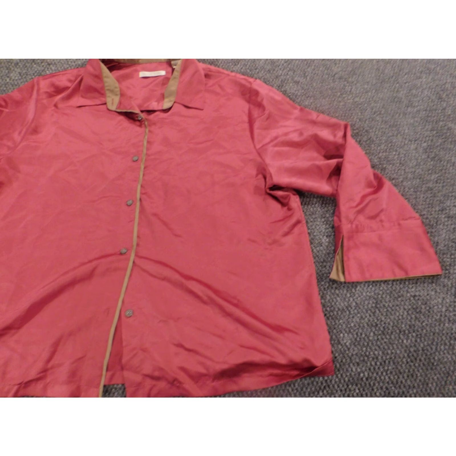 Pinko Valerie Stevens Blouse XL Pink Round Neck Long Sleeve Linen Lightweight Casual Women Size XL / US 12-14 / IT 48-50 - 2 Thumbnail