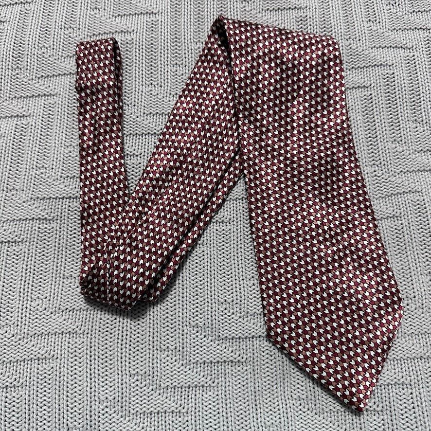 Vintage Vintage 80s red abstract houndstooth silk tie Size ONE SIZE - 1 Thumbnail